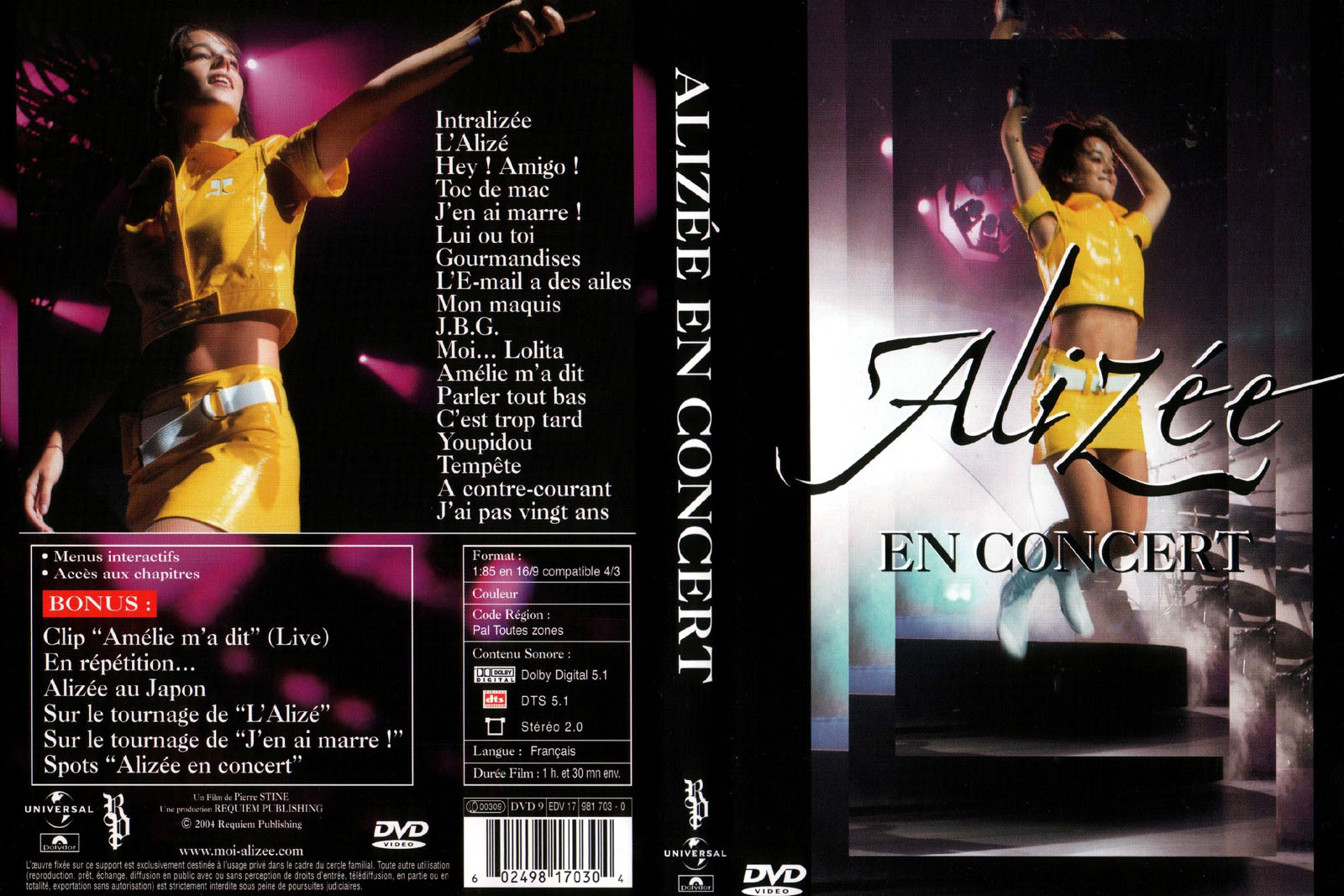Jaquette DVD Alize en concert