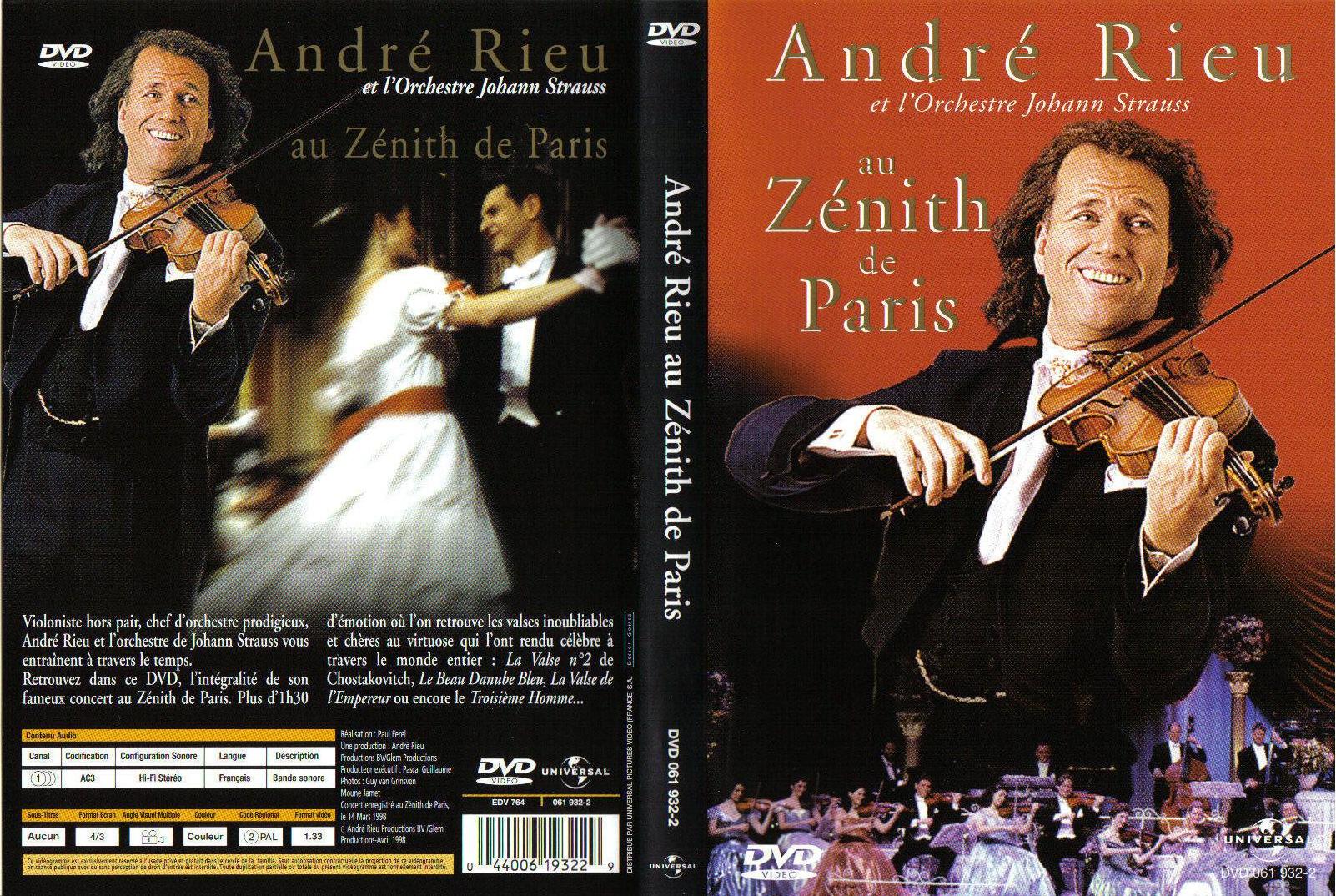 Jaquette DVD Andr Rieu au Znith de Paris