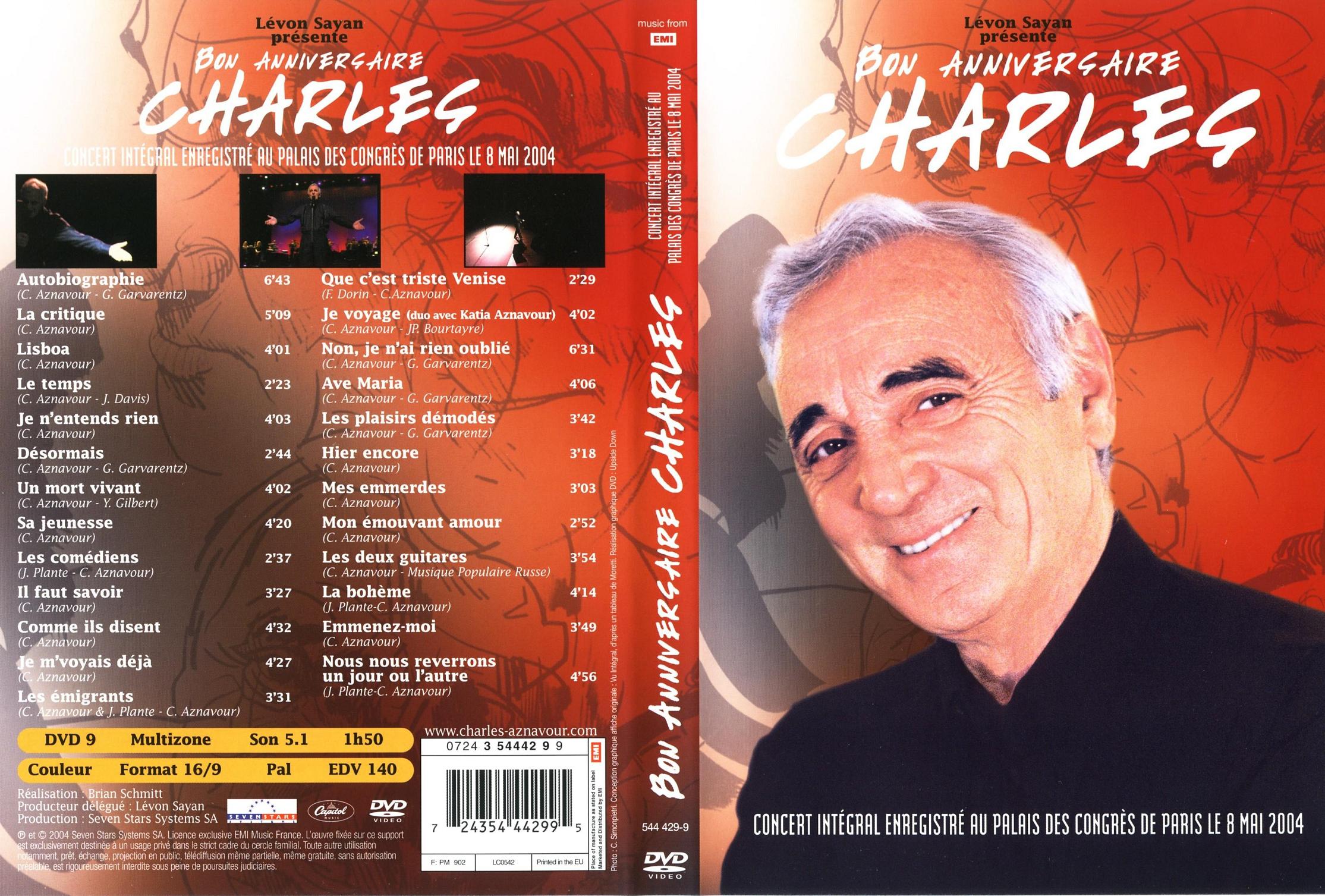 Jaquette Dvd De Charles Aznavour Bon Anniversaire Charles Cin Ma
