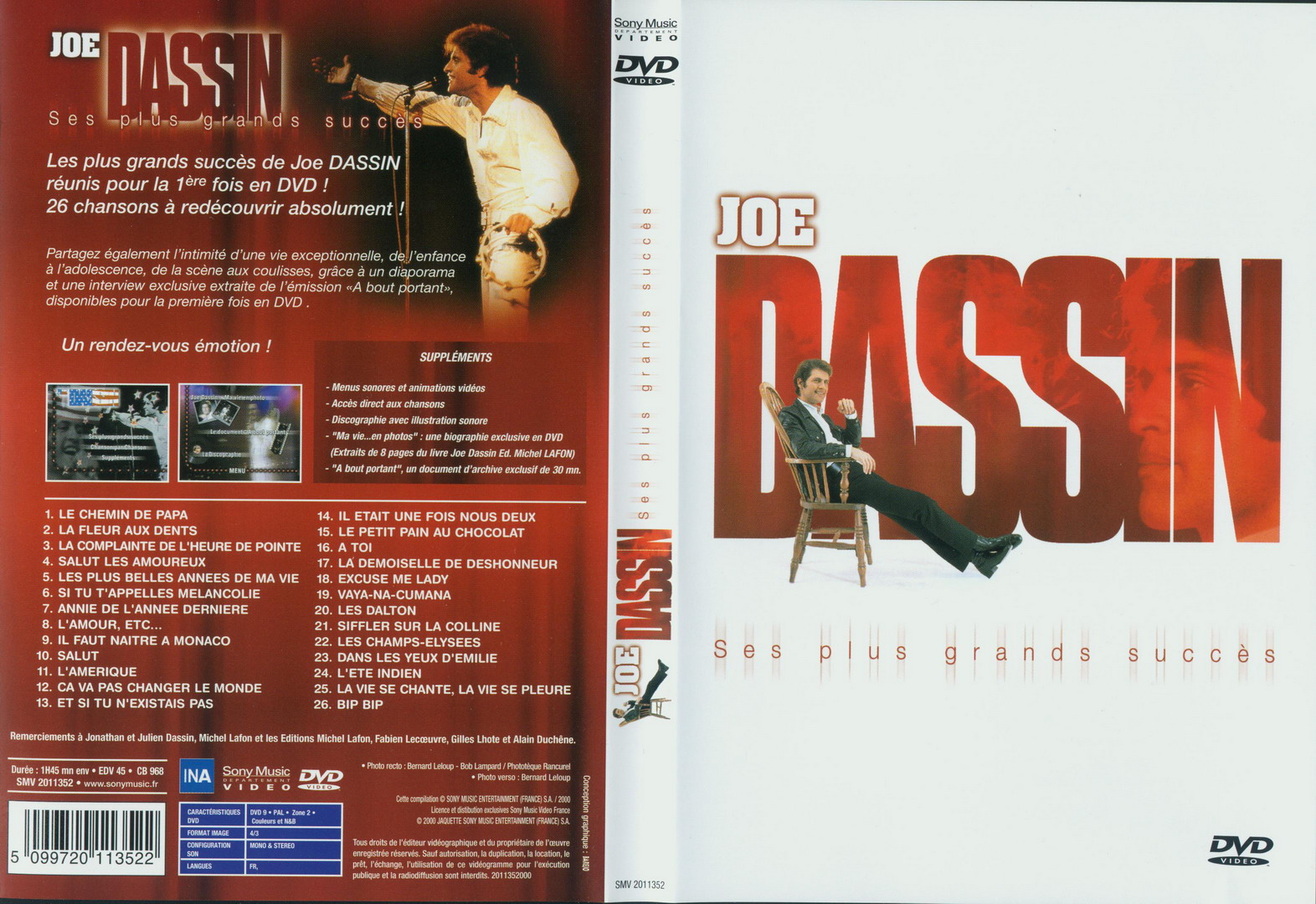 Jaquette DVD Joe Dassin ses plus grands succs