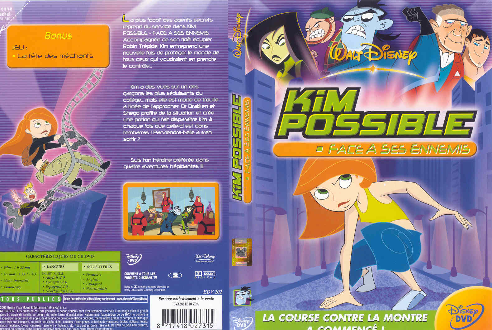 Jaquette DVD Kim Possible Face  ses ennemis