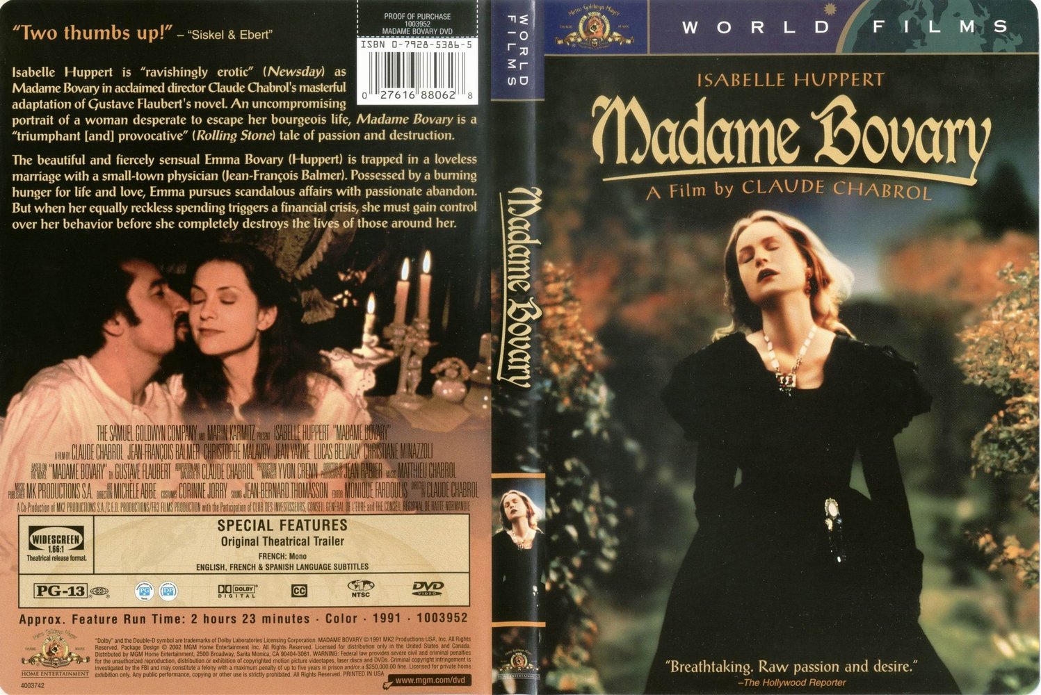Jaquette DVD Madame Bovary Zone 1