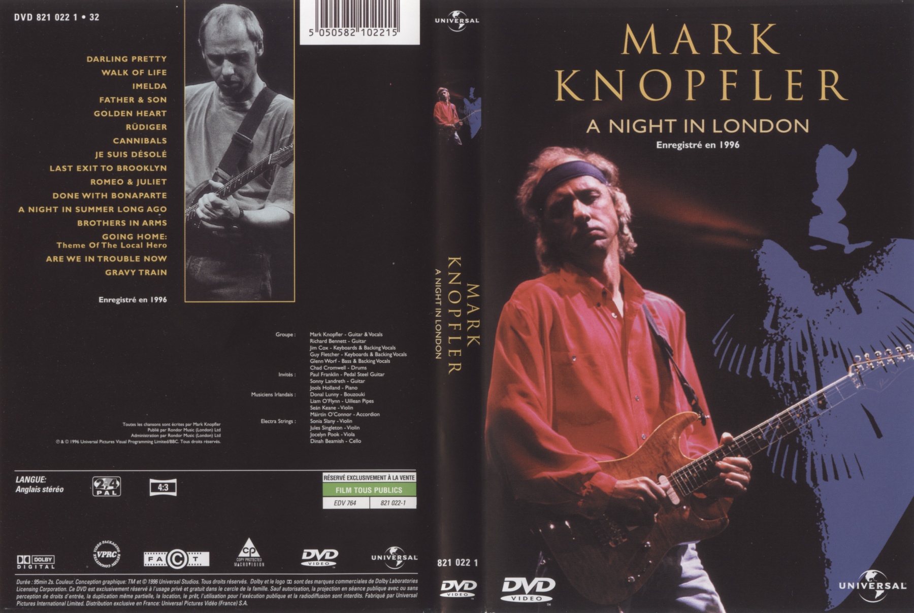 Jaquette DVD Mark Knopfler a night in London 1996