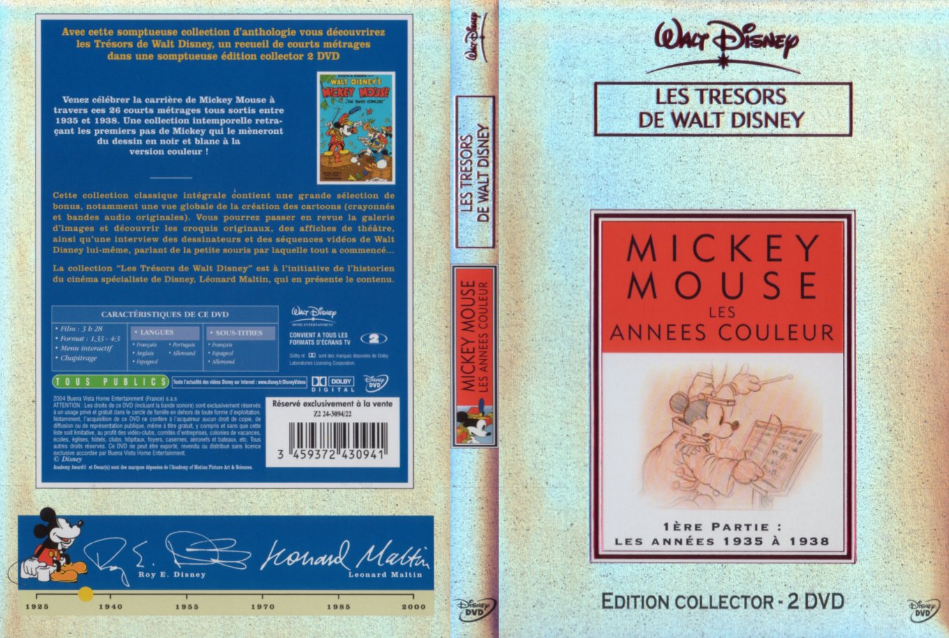 Jaquette DVD Mickey - Les annees couleur vol 1