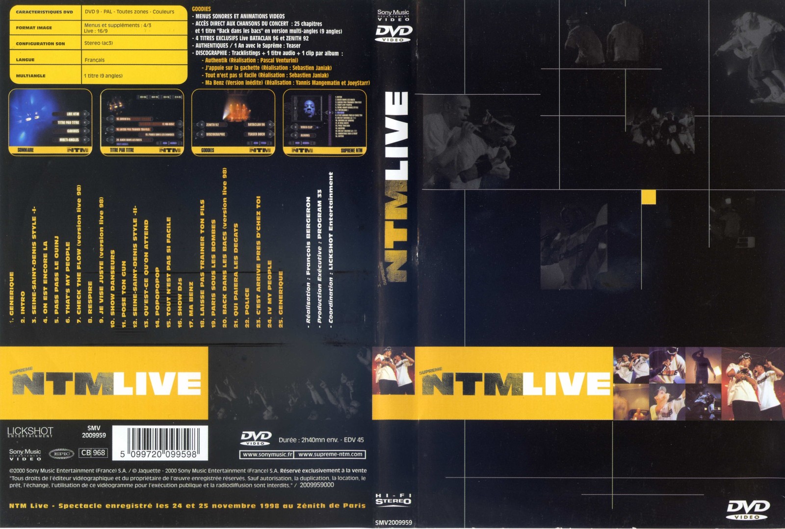 Jaquette DVD NTM Live