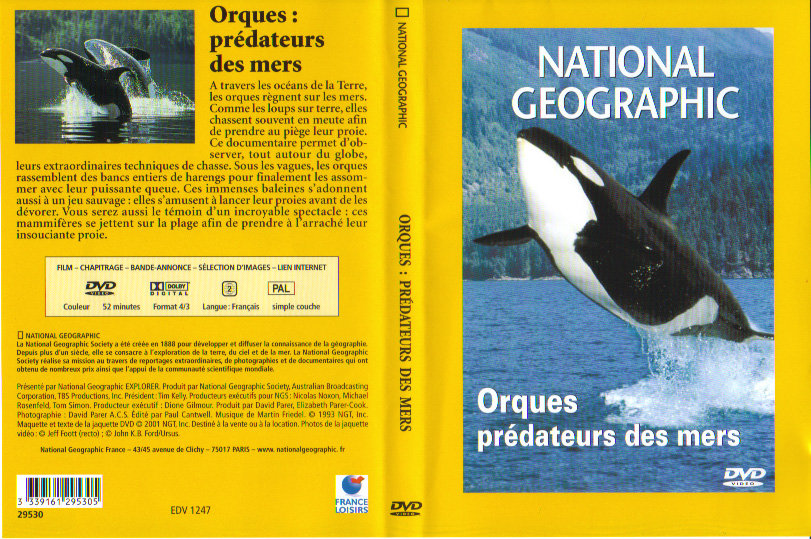 Jaquette DVD National Geographic - Orques prdateurs des mers