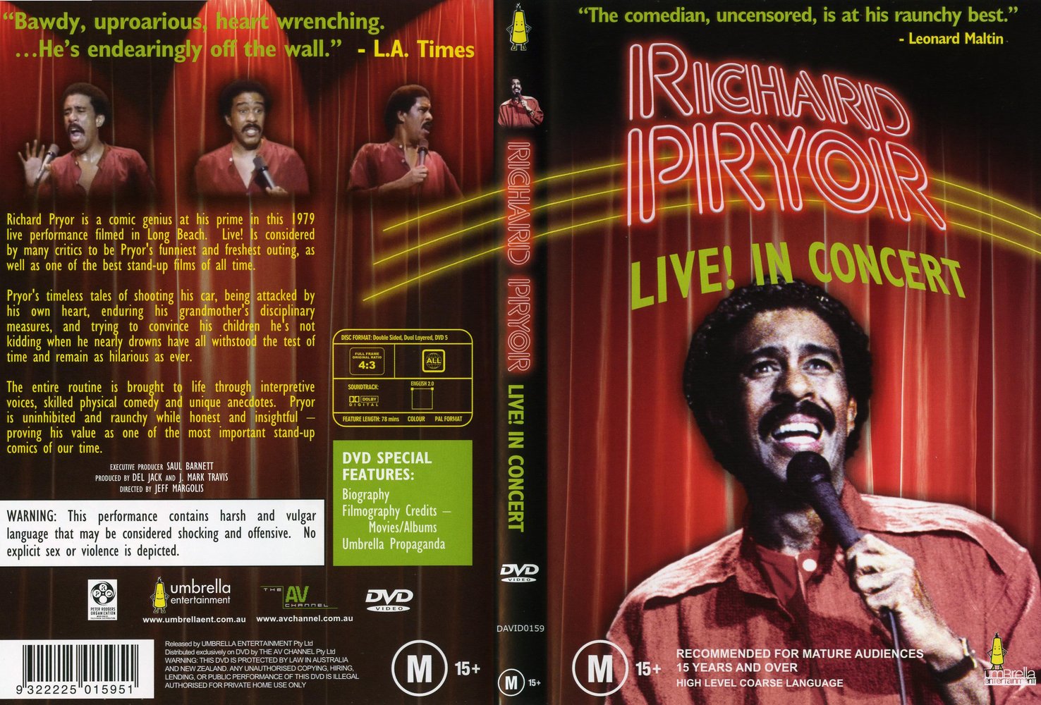 Jaquette DVD Richard Pryor Live in concert
