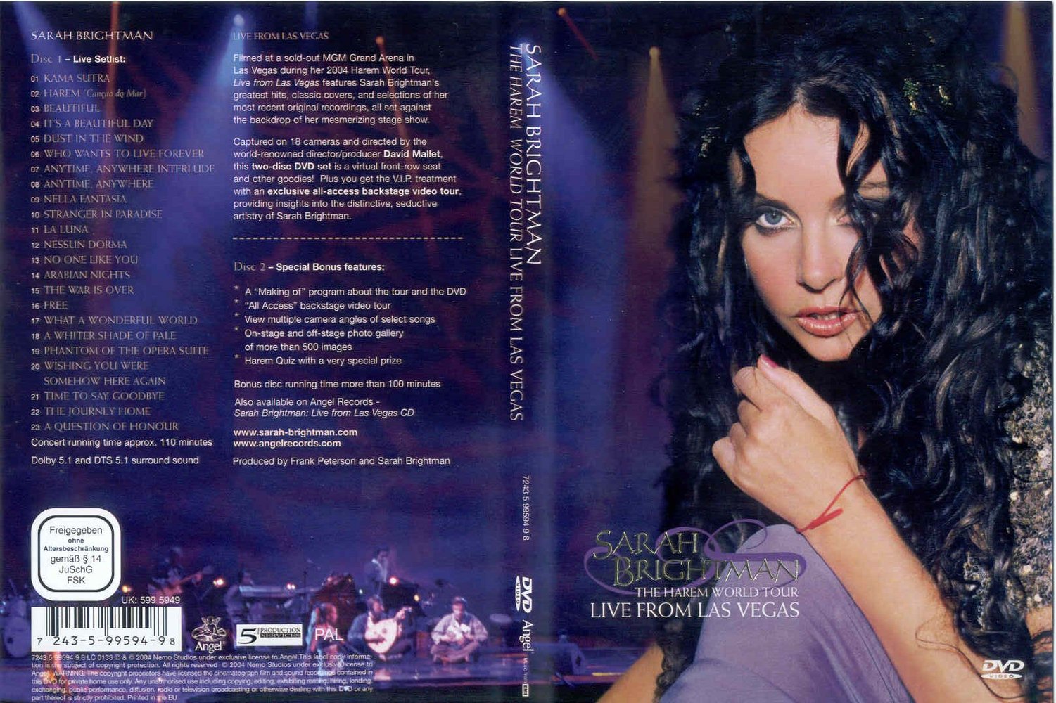 Jaquette DVD Sarah Brightman Live from Las Vegas