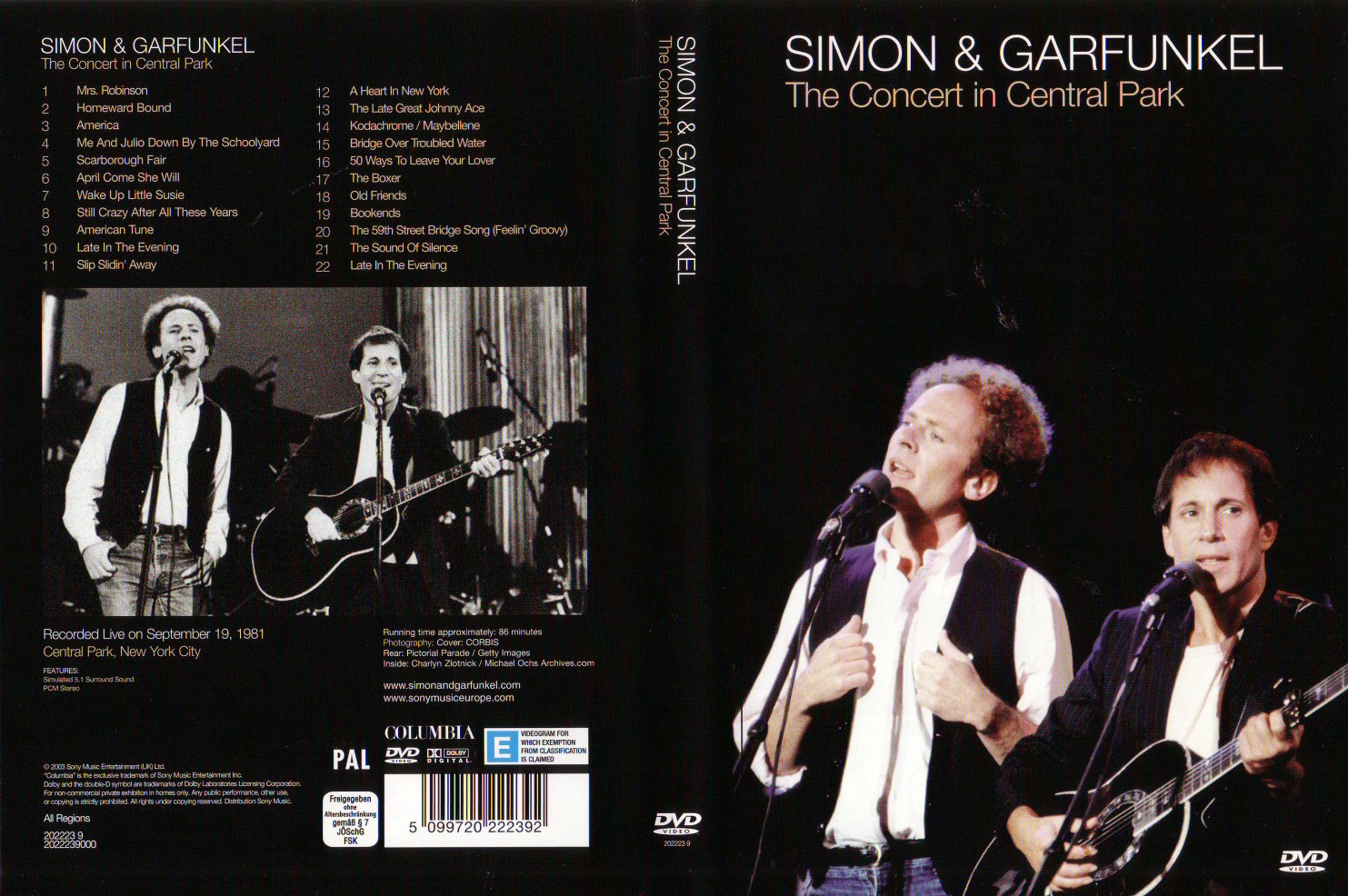 Jaquette DVD Simon and Garfunkel - The concert in central park