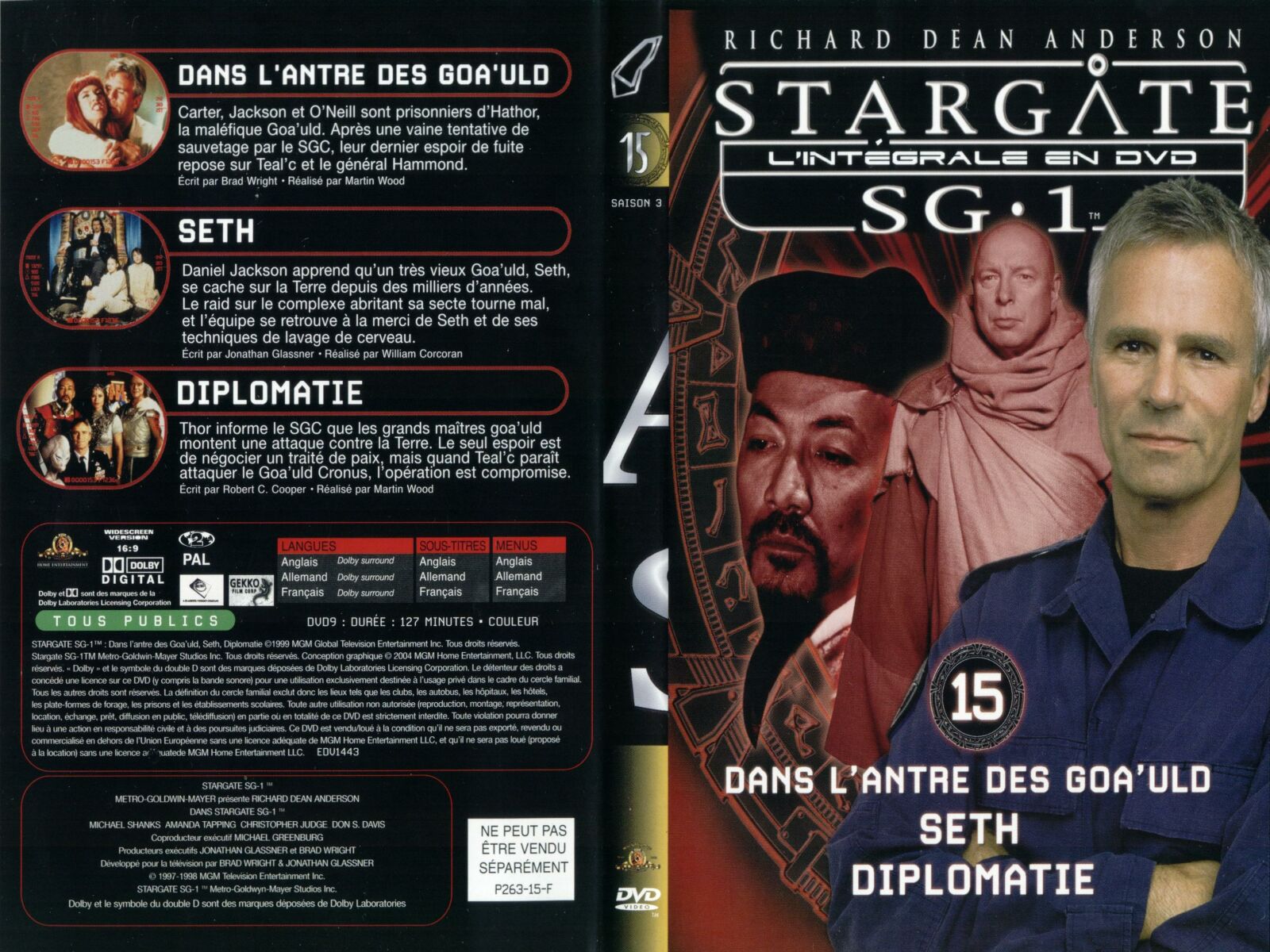 Jaquette DVD Stargate saison 3 vol 15
