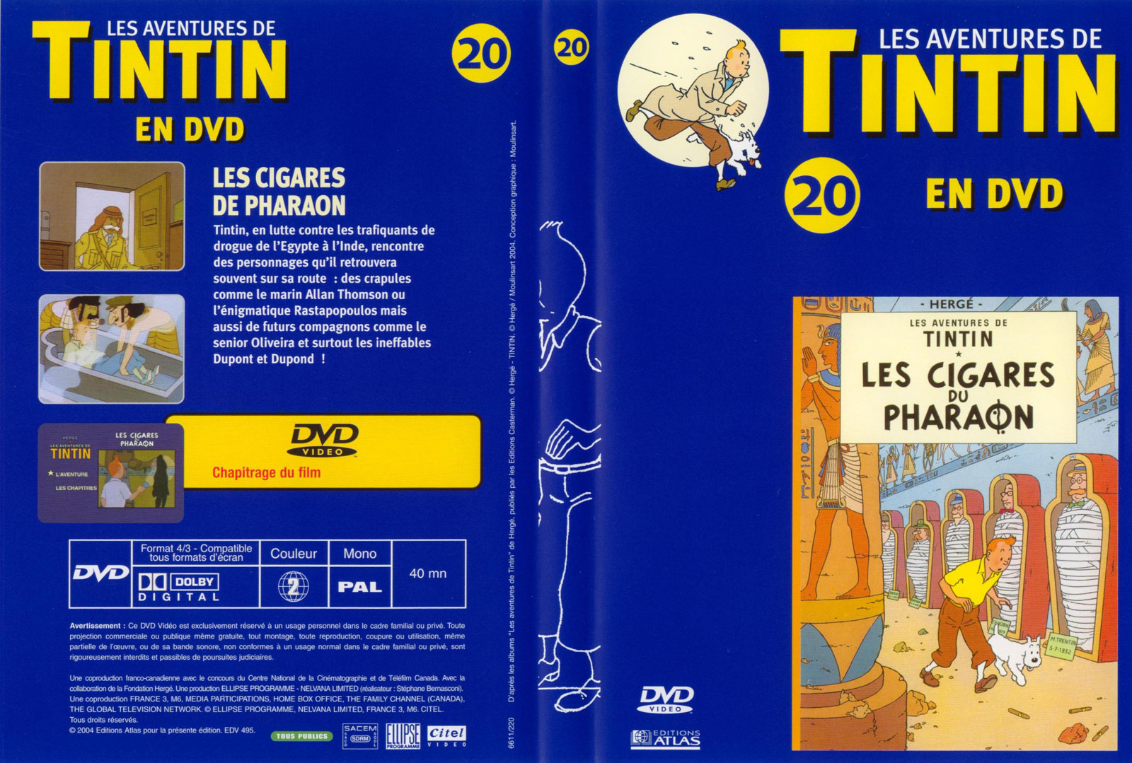 Jaquette DVD Tintin - vol 20 - Les cigares de pharaon