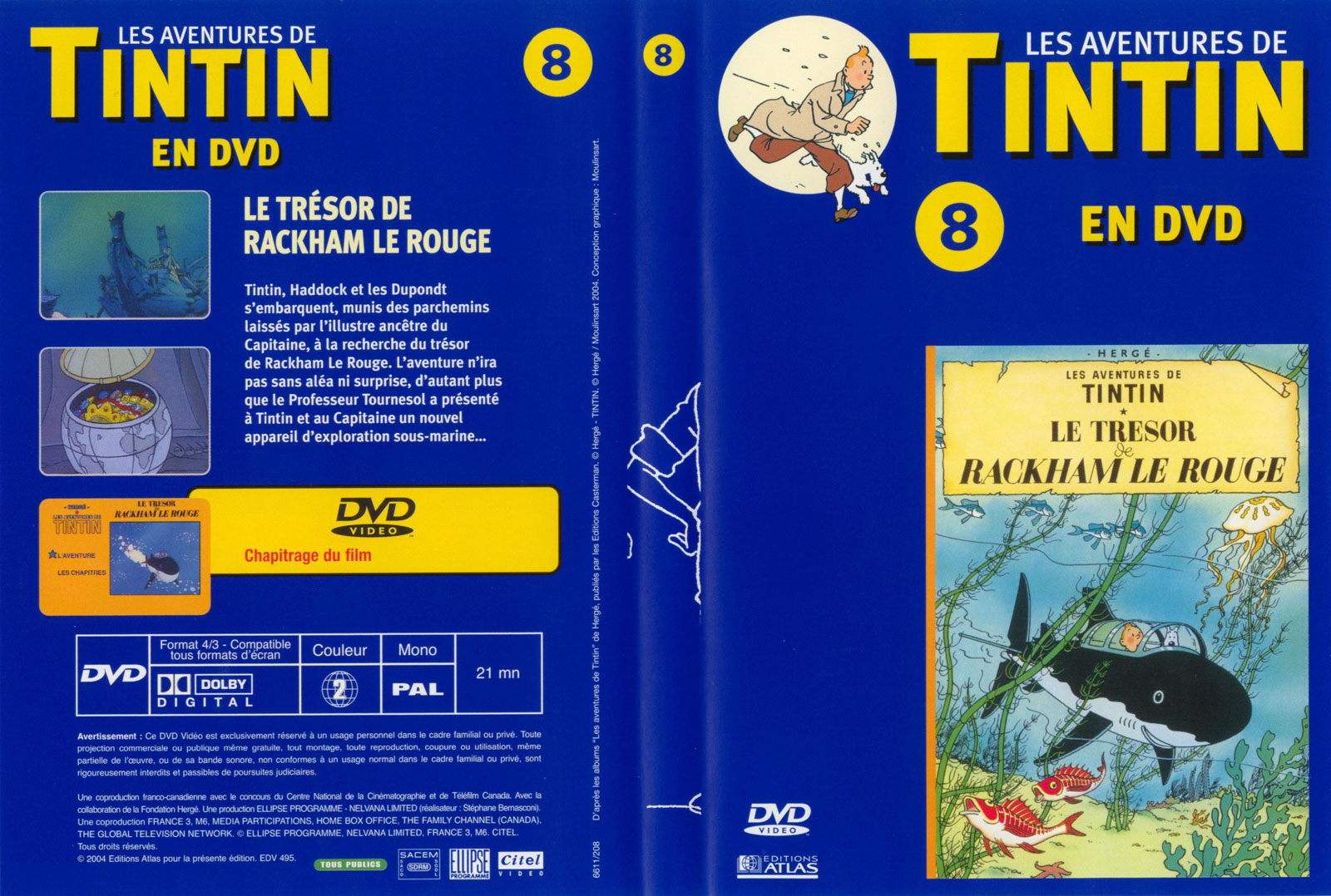 Jaquette DVD Tintin - vol 8 - Tintin et le trsor de rackam