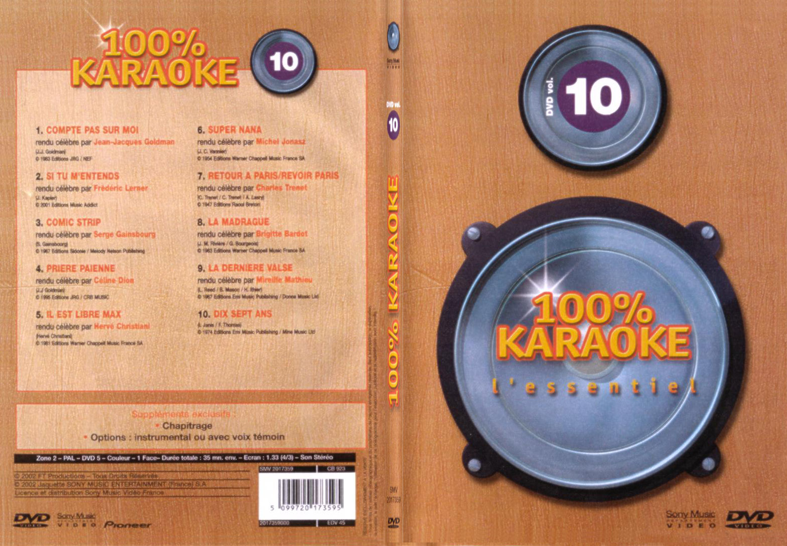 Jaquette DVD 100 karaoke vol 10 - SLIM