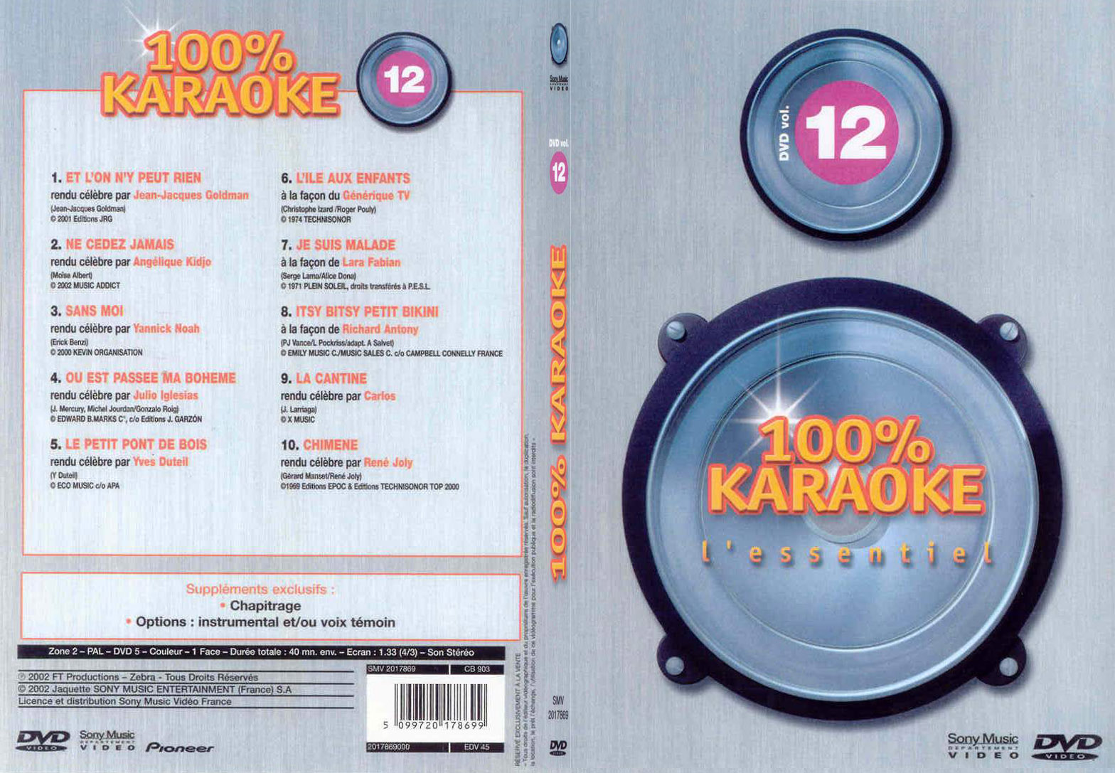 Jaquette DVD 100 karaoke vol 12 - SLIM