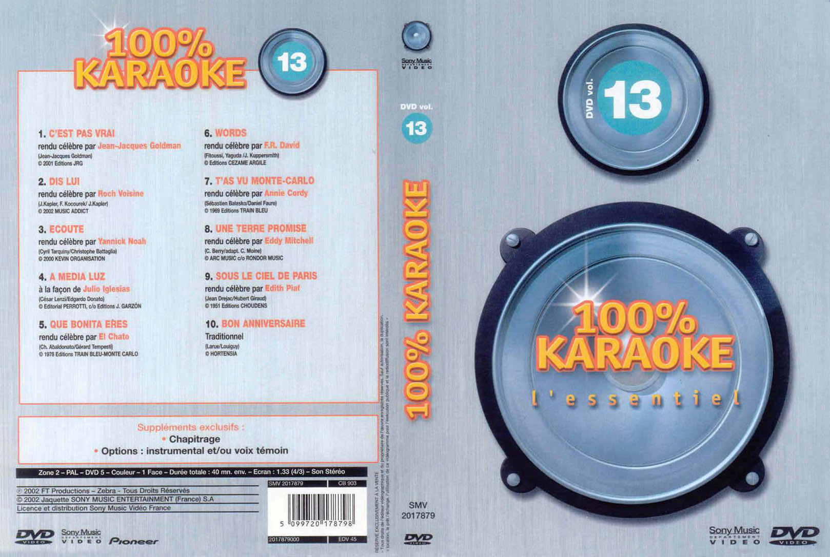 Jaquette DVD 100 karaoke vol 13