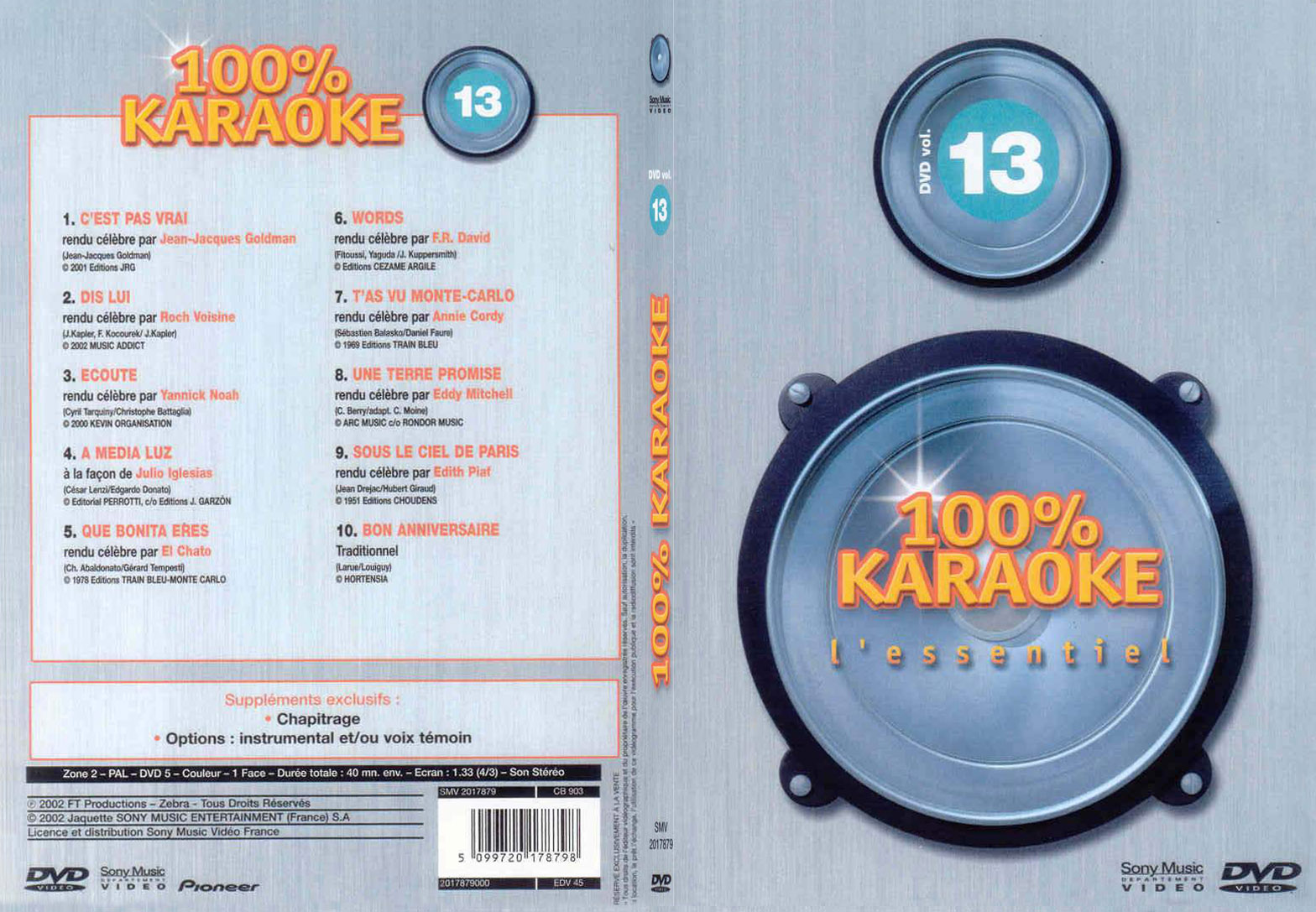 Jaquette DVD 100 karaoke vol 13 - SLIM