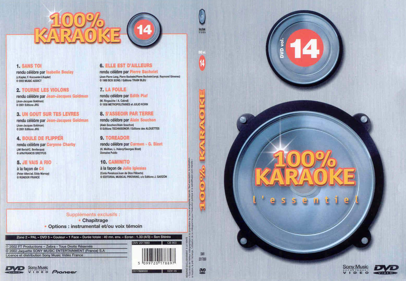 Jaquette DVD 100 karaoke vol 14 - SLIM