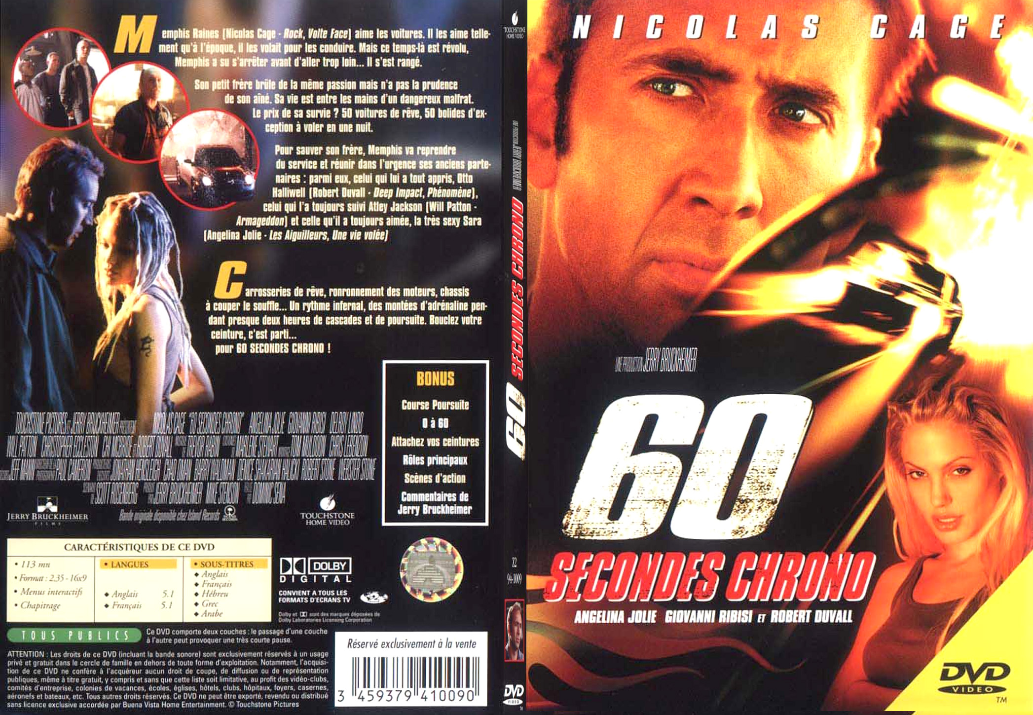 Jaquette DVD 60 secondes chrono - SLIM