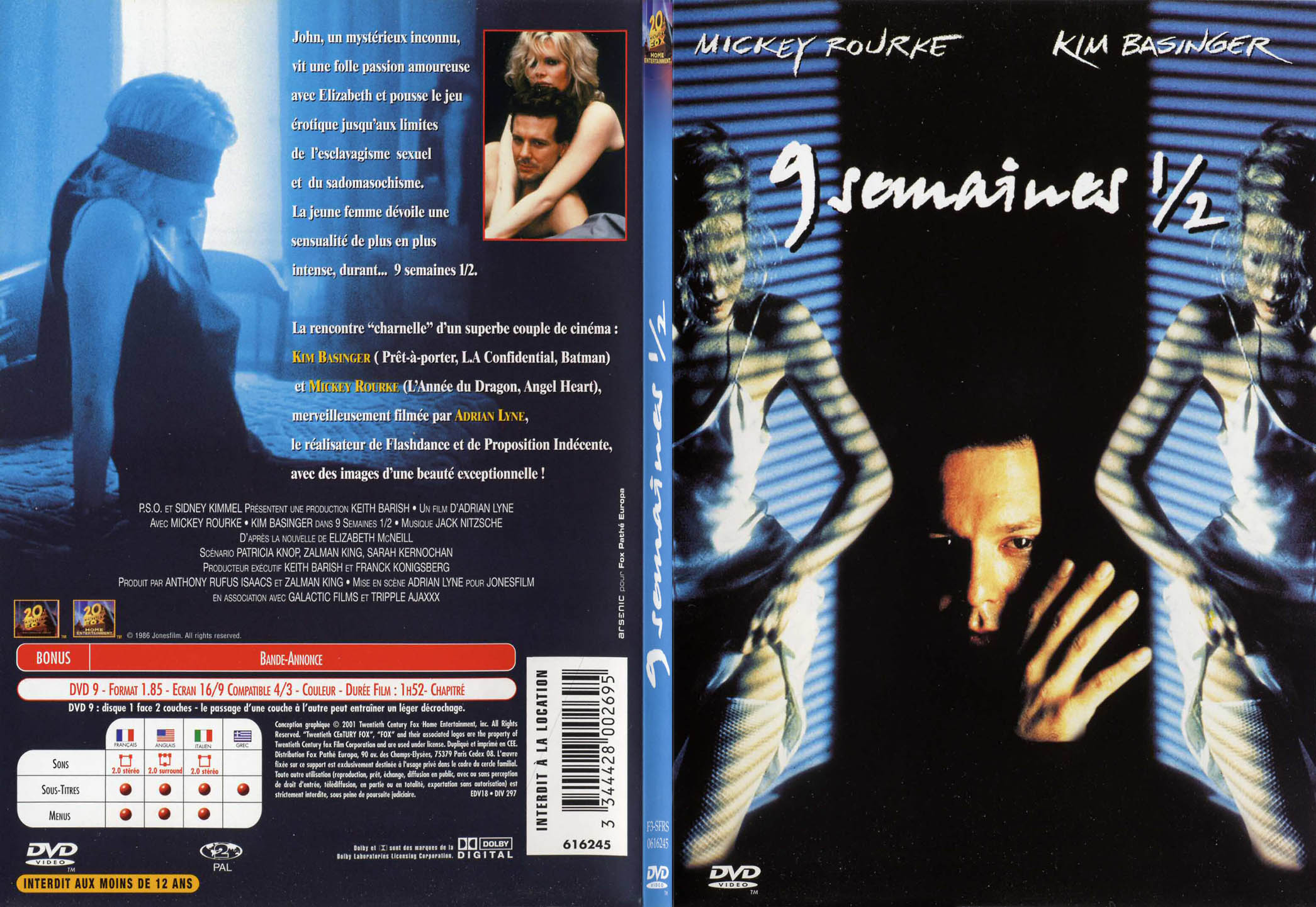 Jaquette DVD 9 semaines et demie - SLIM