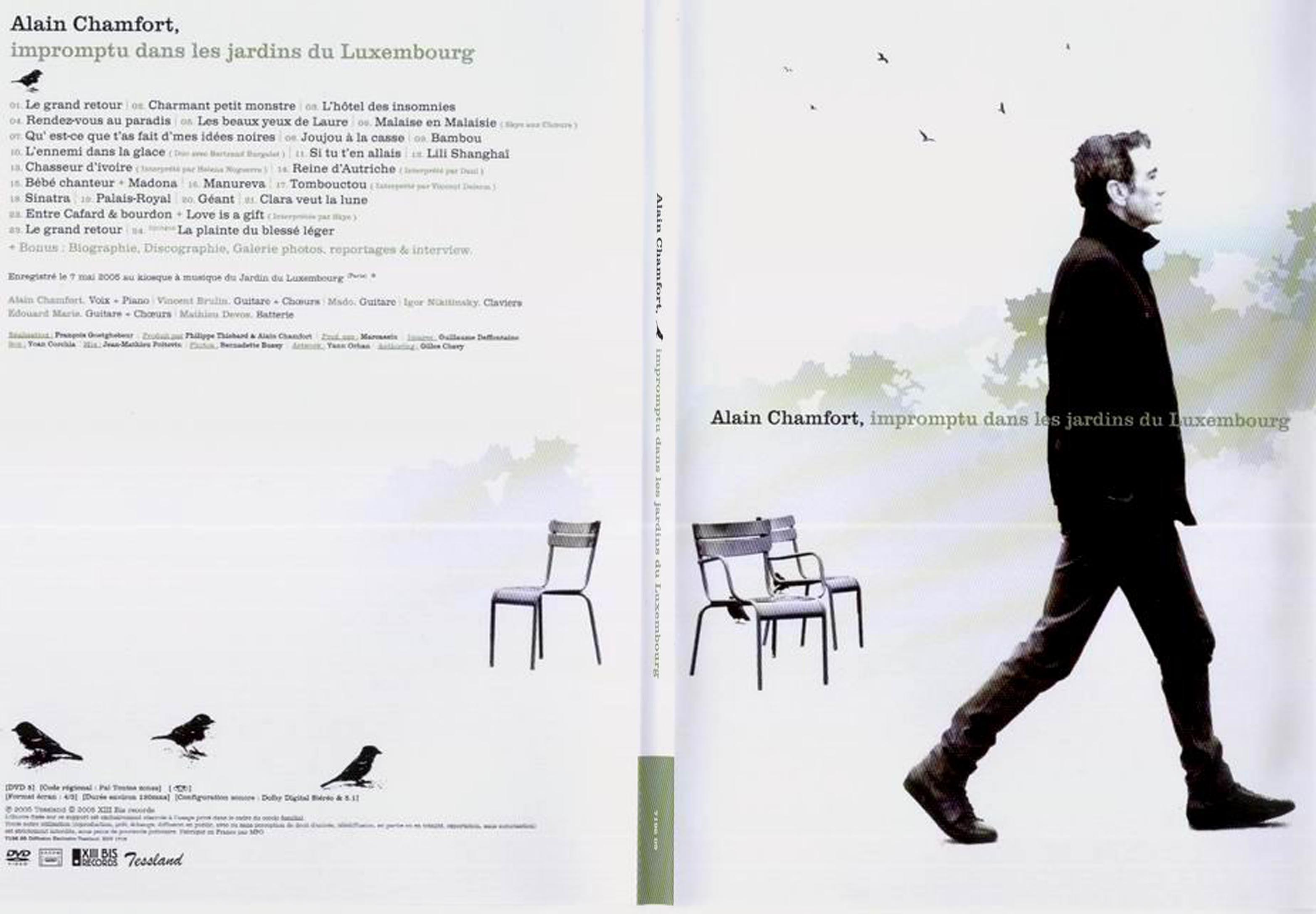 Jaquette DVD Alain Chamfort impromptu dans les jardins du Luxembourg - SLIM