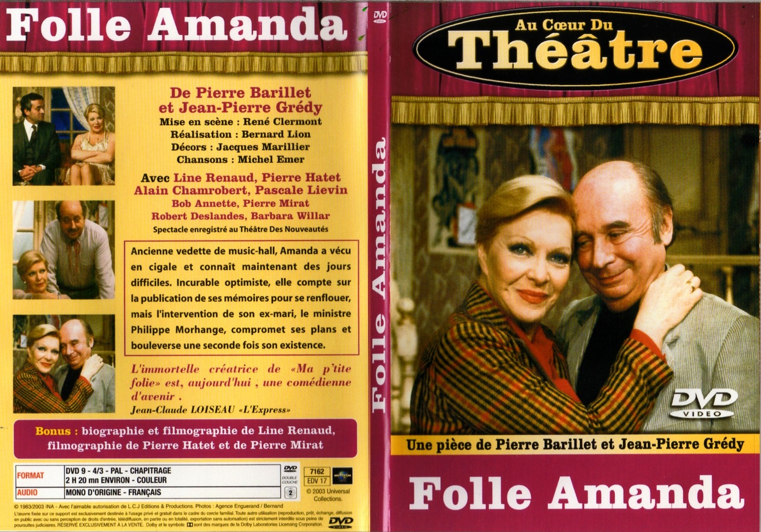 Jaquette DVD Au coeur du thatre - Folle Amanda - SLIM