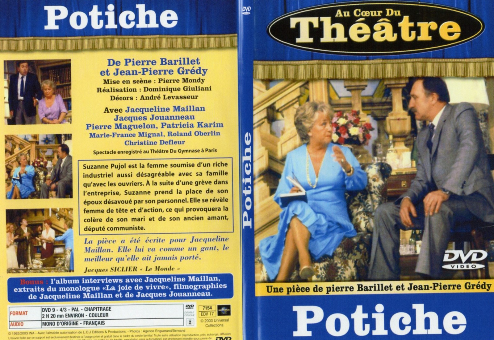 Jaquette DVD Au coeur du thatre - Potiche - SLIM
