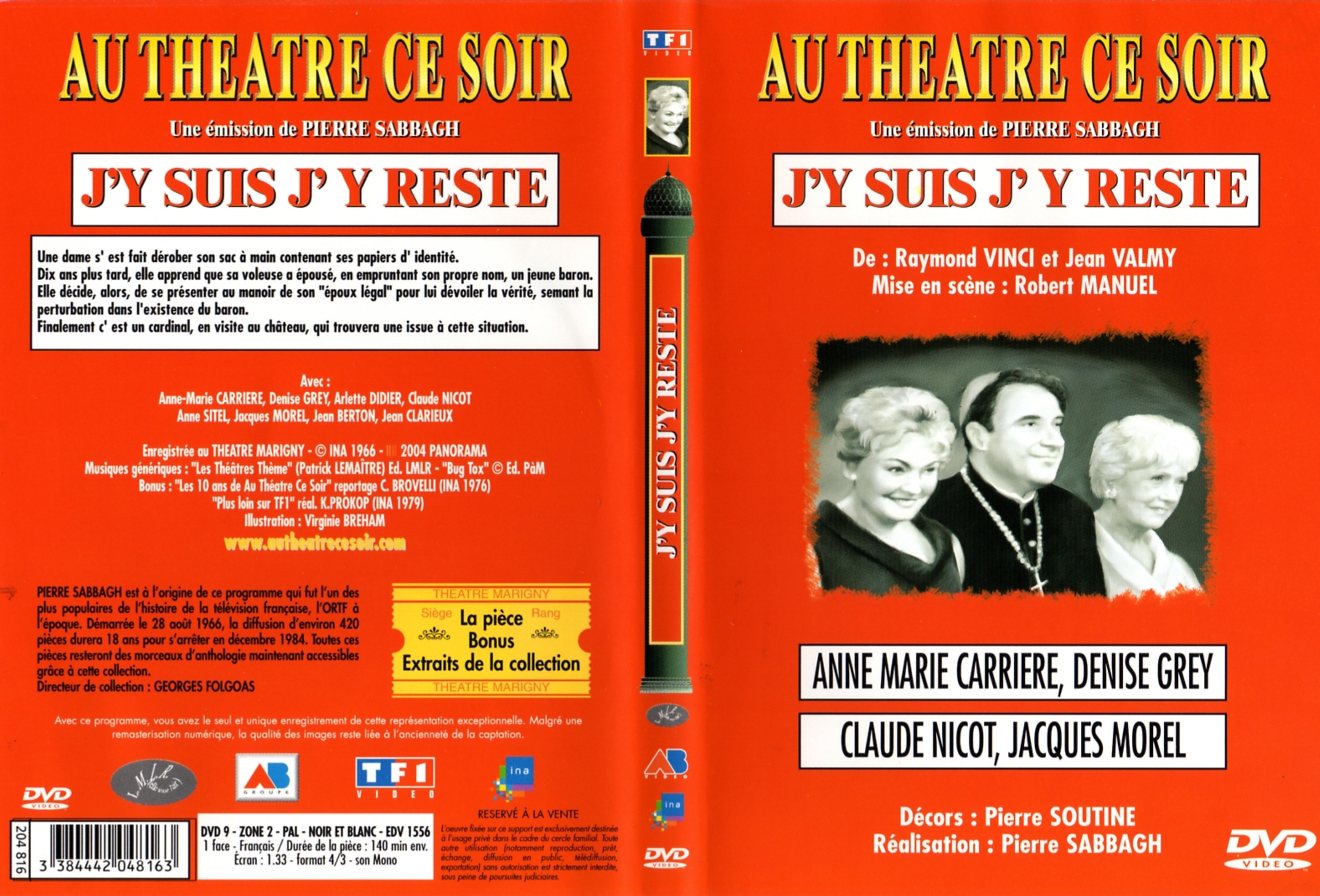 Jaquette DVD Au theatre ce soir - J