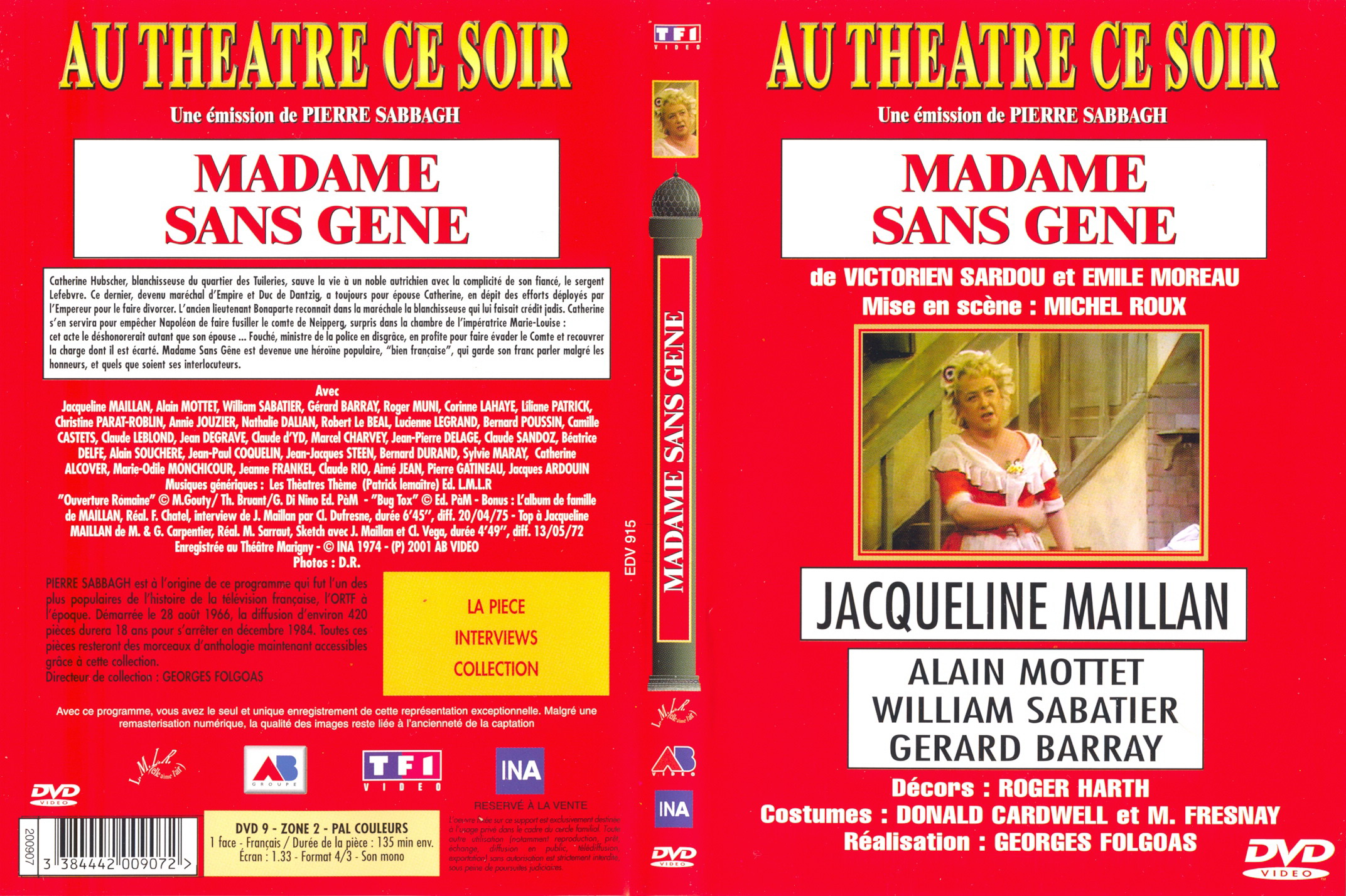 Jaquette DVD Au thatre ce soir - Madame sans gne