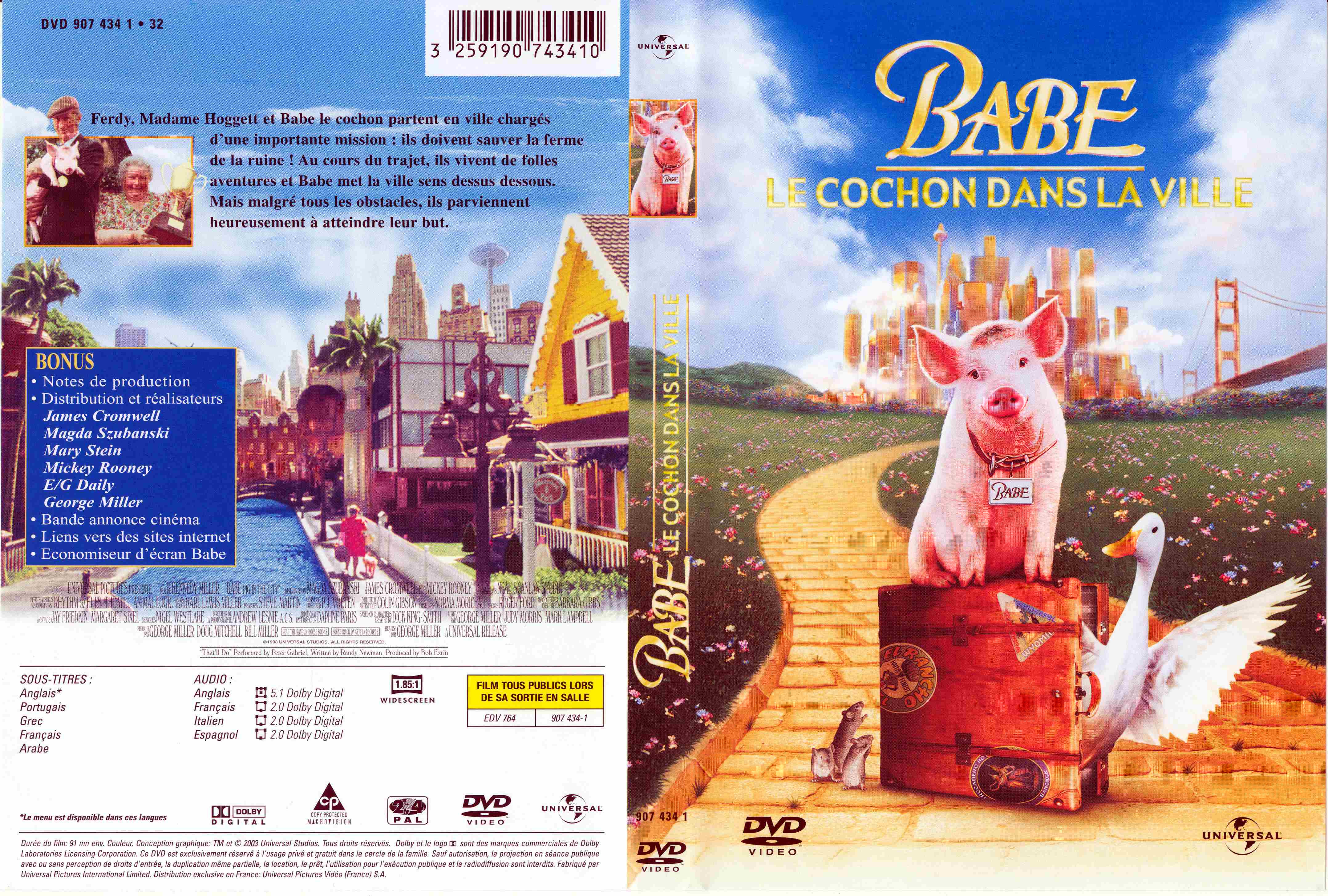 Jaquette DVD Babe le cochon dans la ville