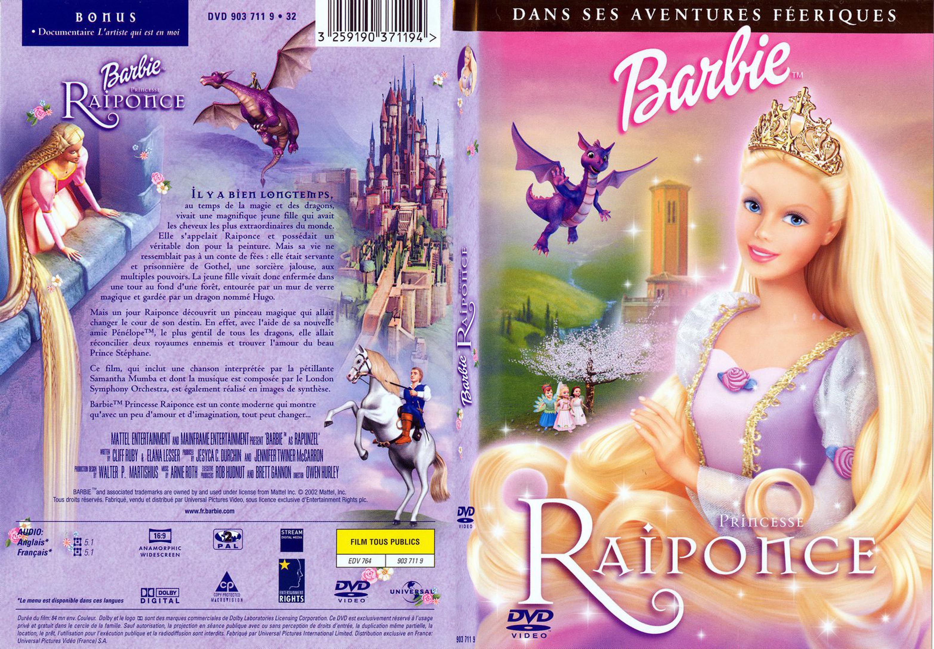 Jaquette DVD Barbie Princesse raiponce - SLIM