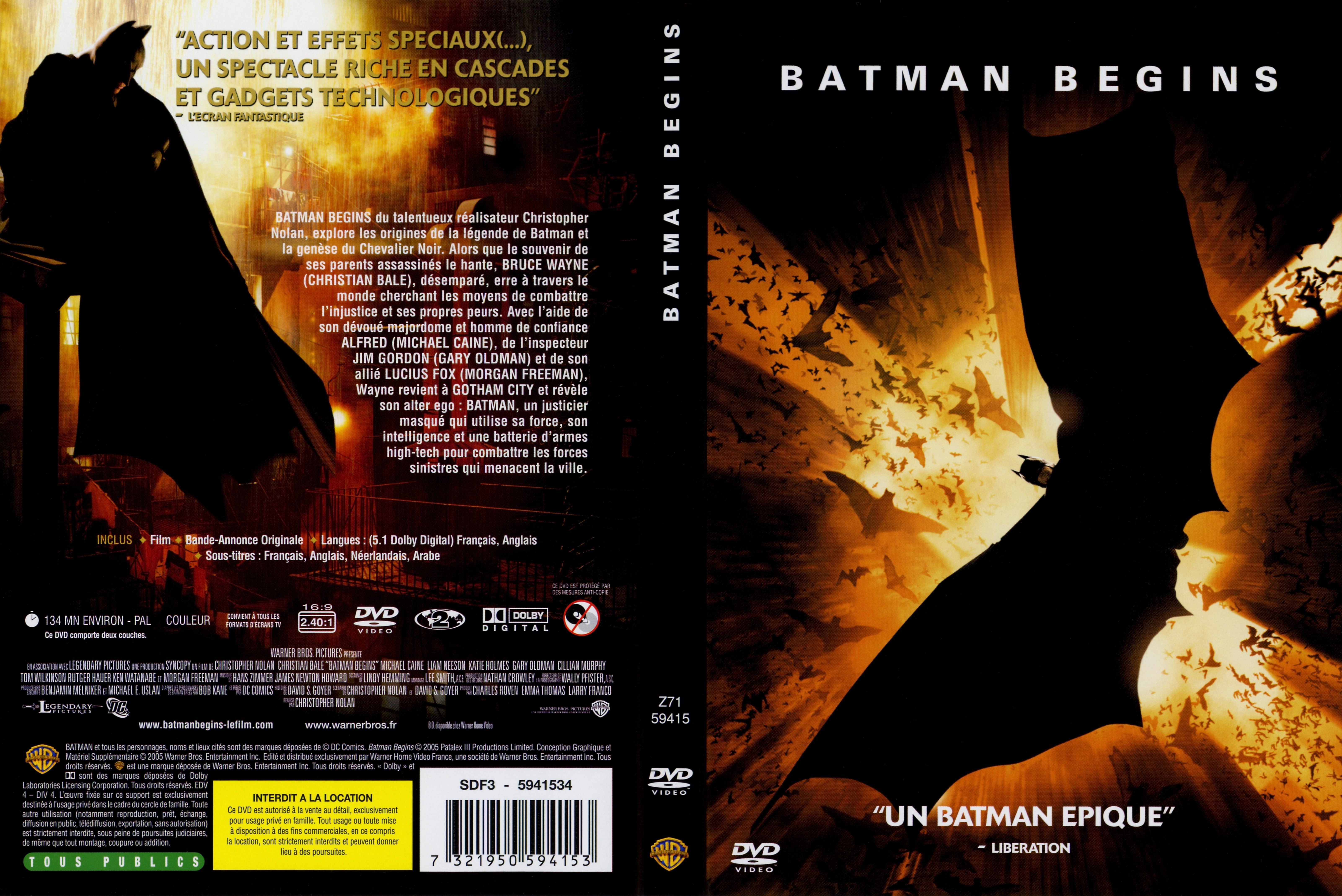 Jaquette DVD Batman begins