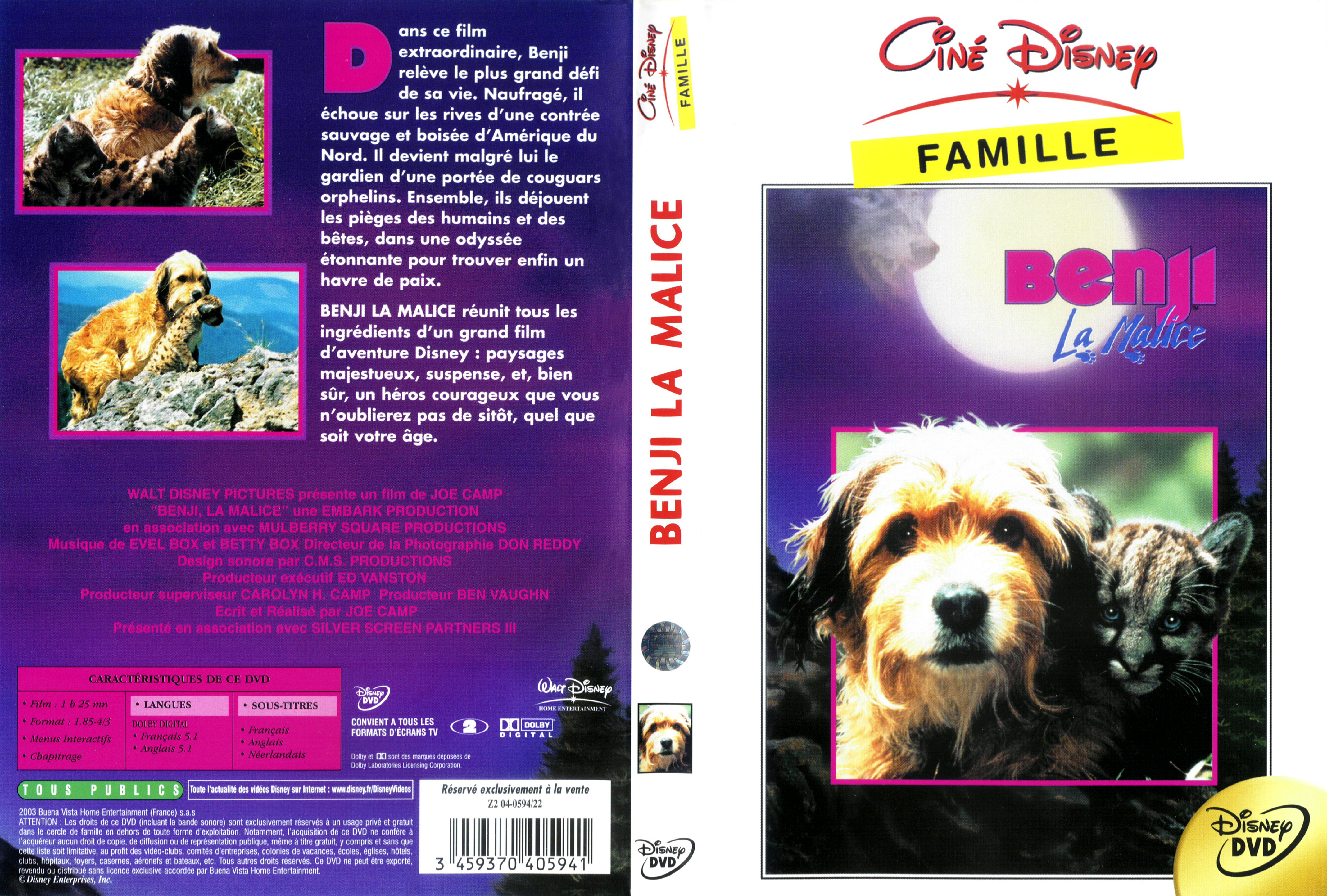 Jaquette DVD Benji la malice