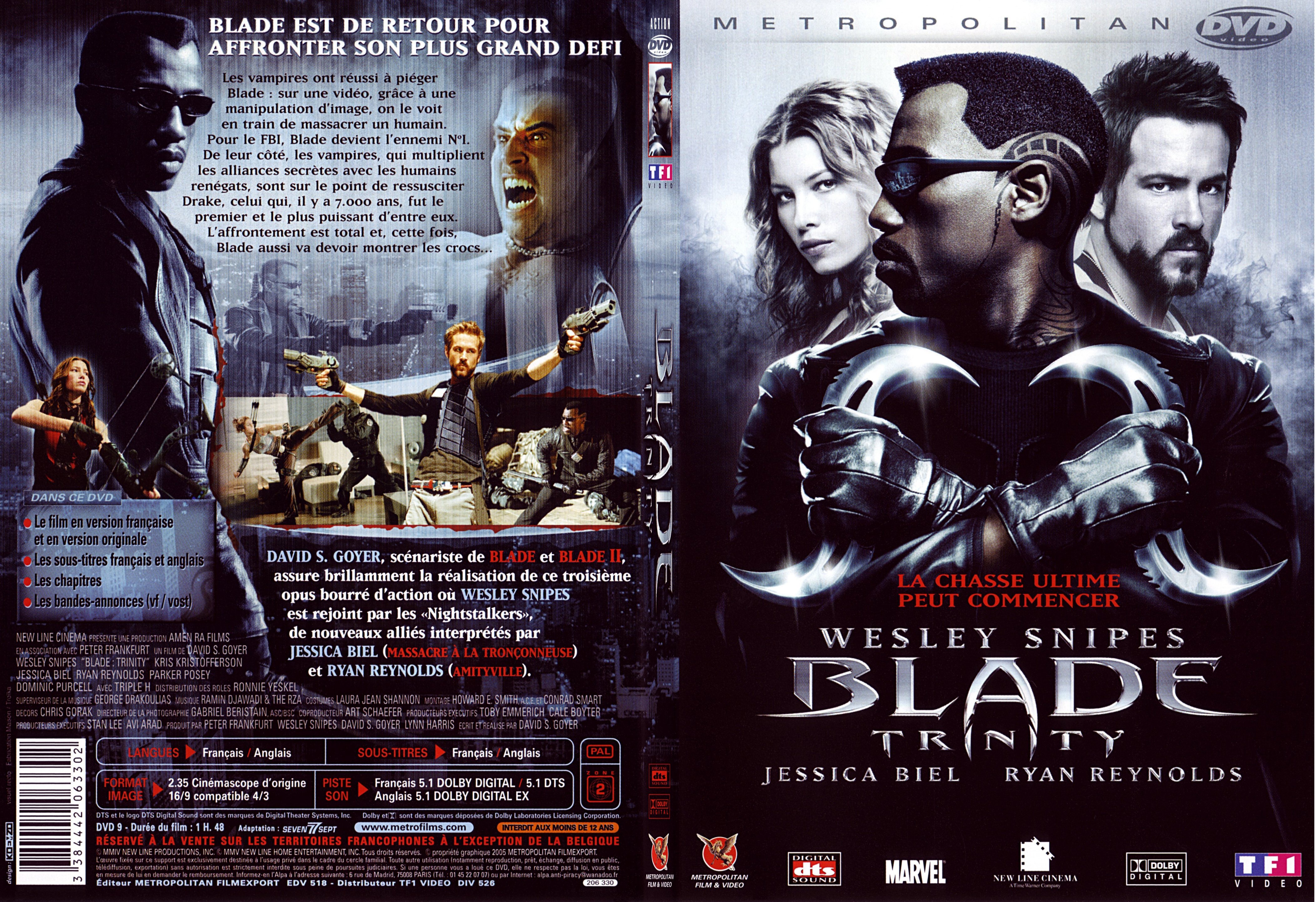 Jaquette DVD Blade Trinity - SLIM