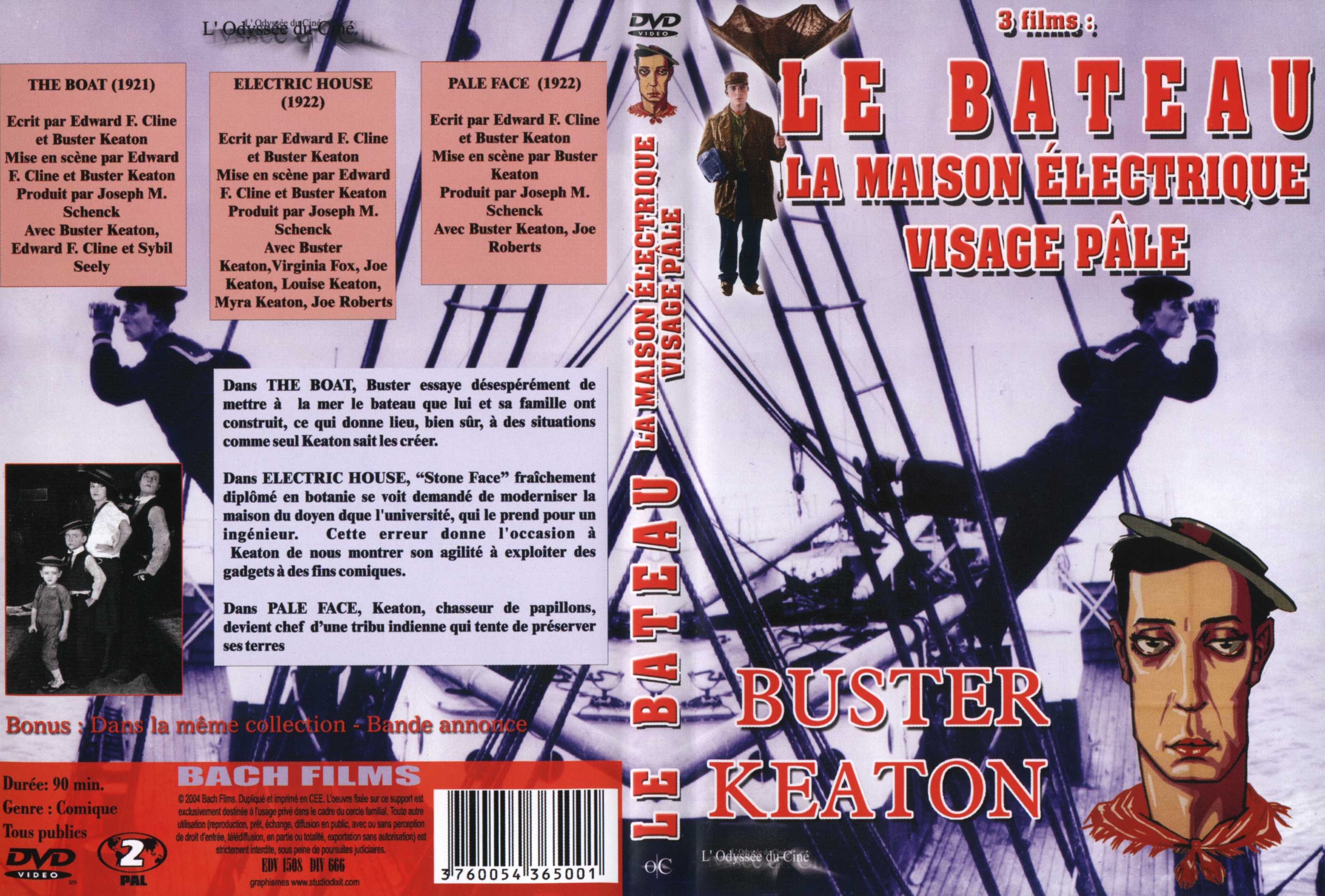 Jaquette DVD Buster Keaton le bateau la maison electrique visage pale