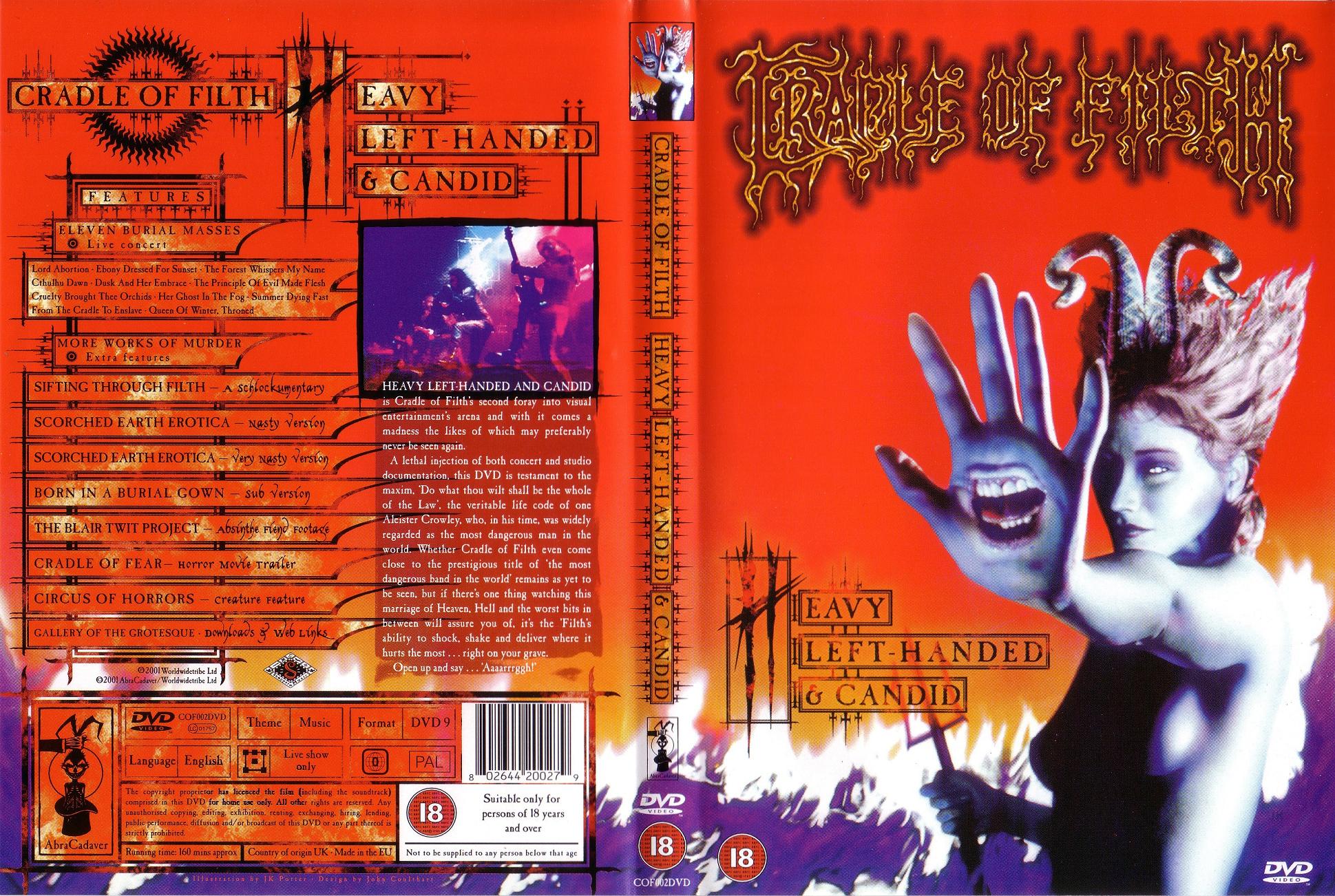 Jaquette DVD Cradle of Filth Heavy Left Handed and Candid