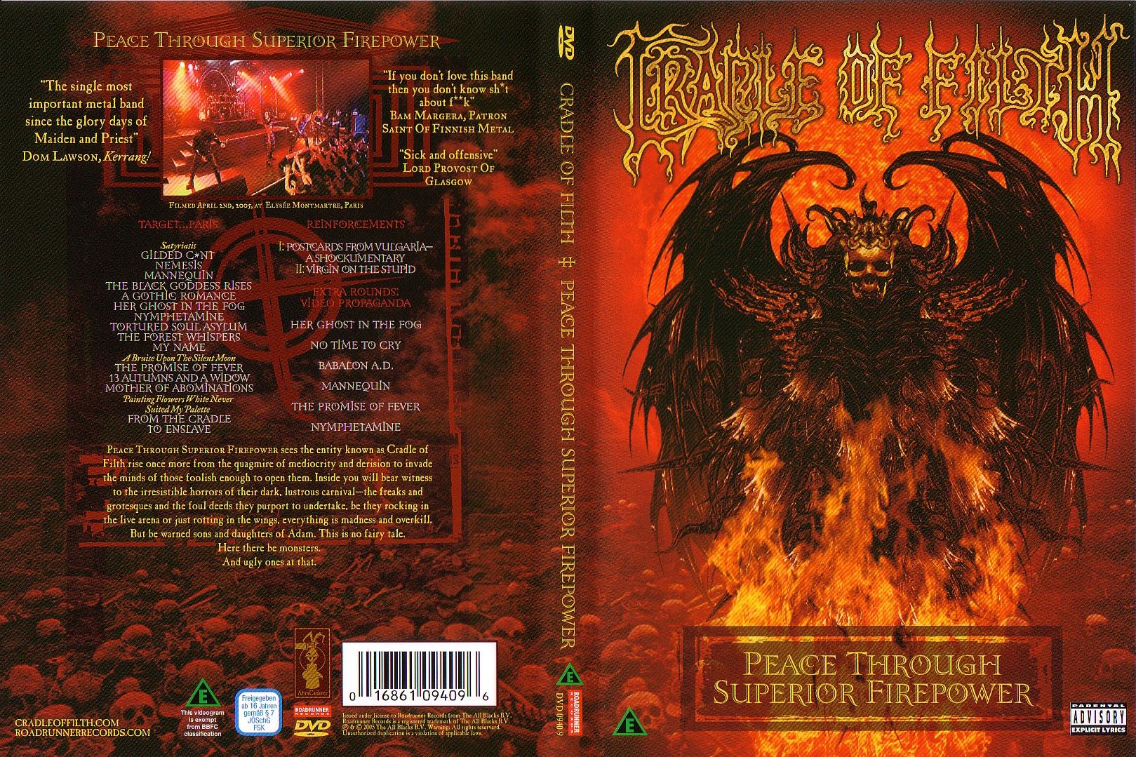 Jaquette DVD Cradle of Filth Peace Through Superior Firepower
