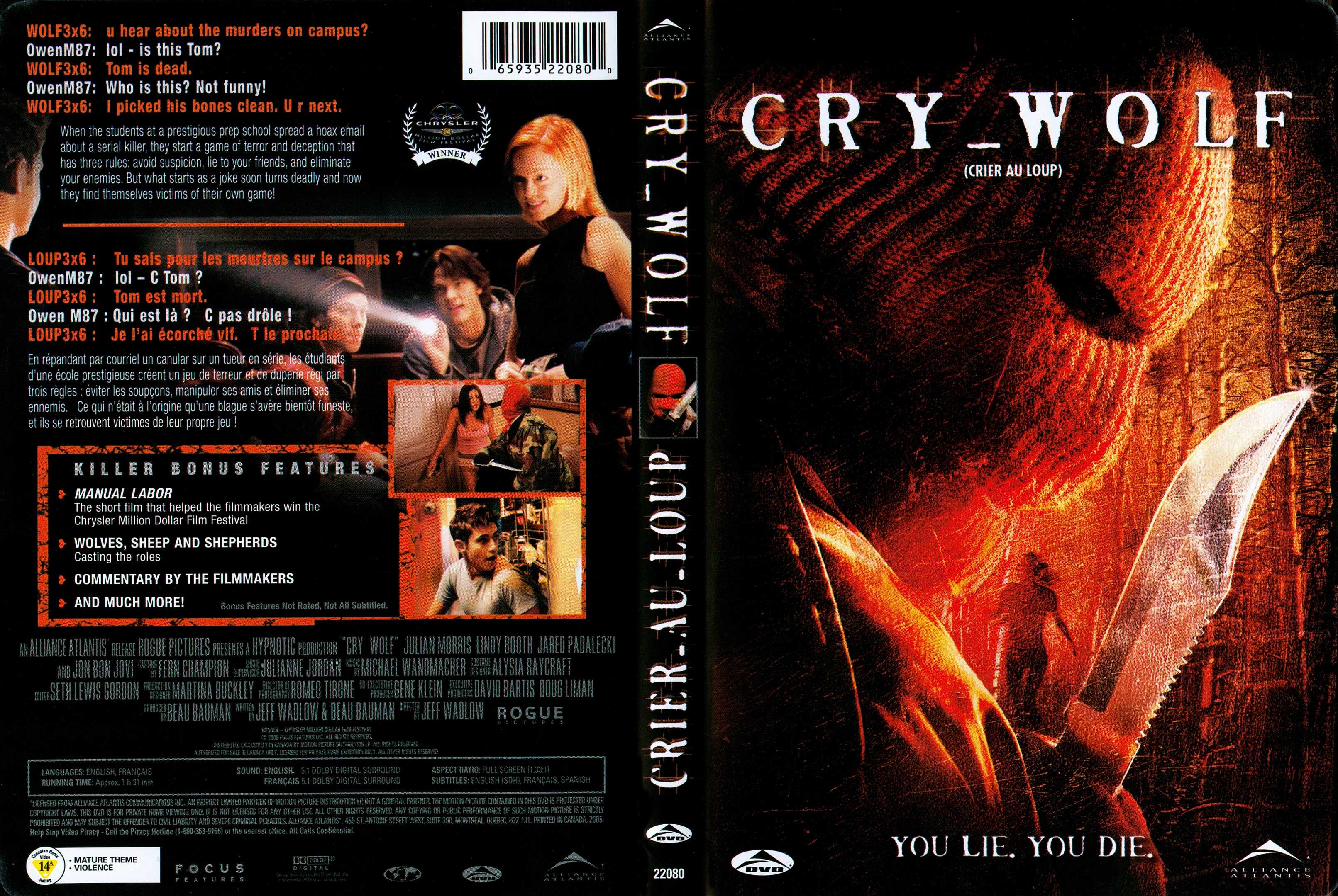 Jaquette DVD Cry Wolf Zone 1