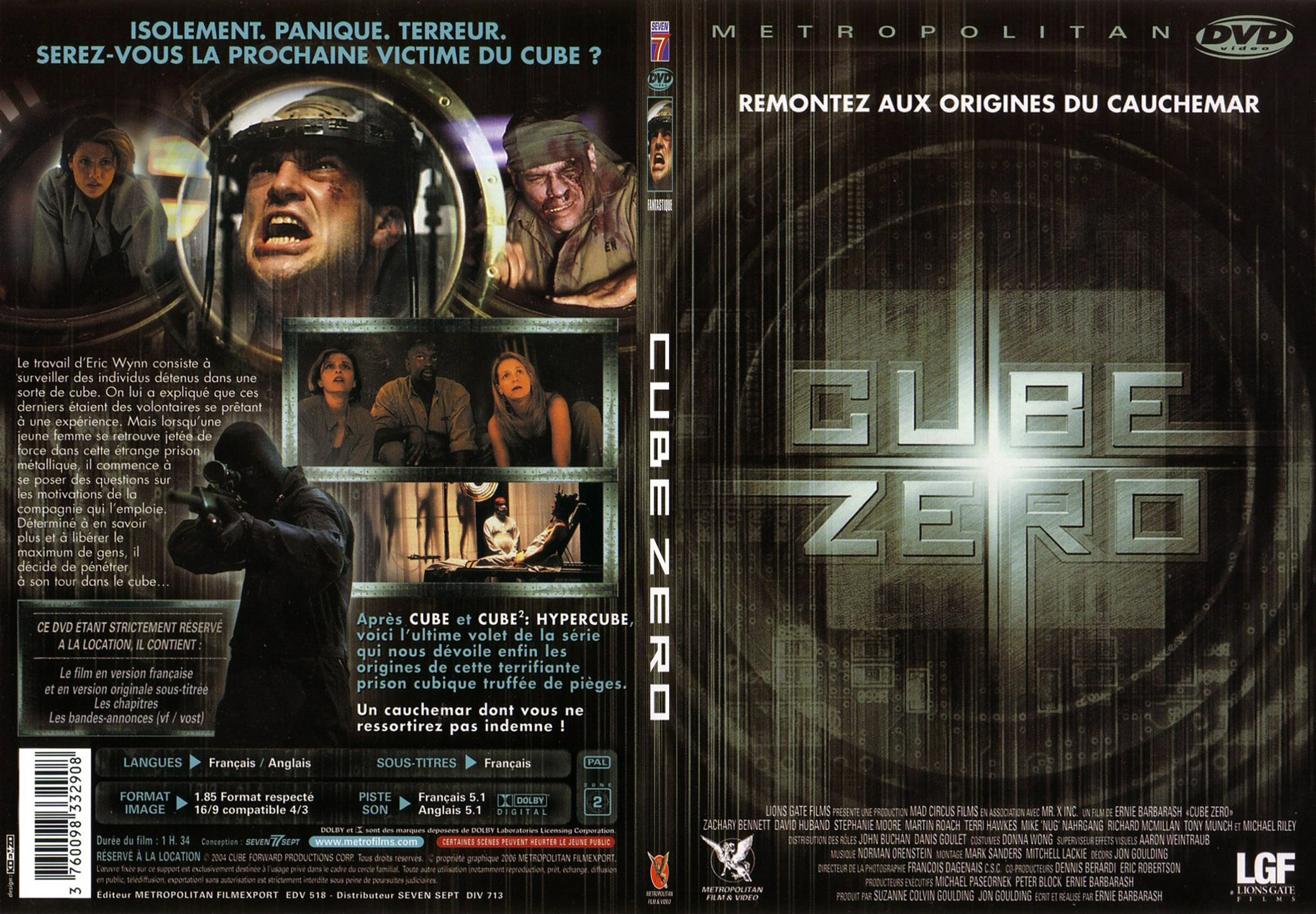 Jaquette DVD Cube Zero - SLIM