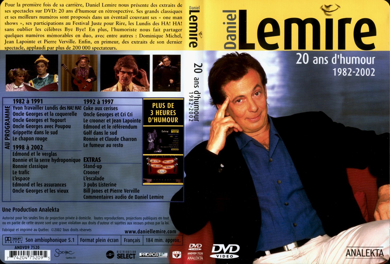 Jaquette DVD Daniel Lemire 20 ans d