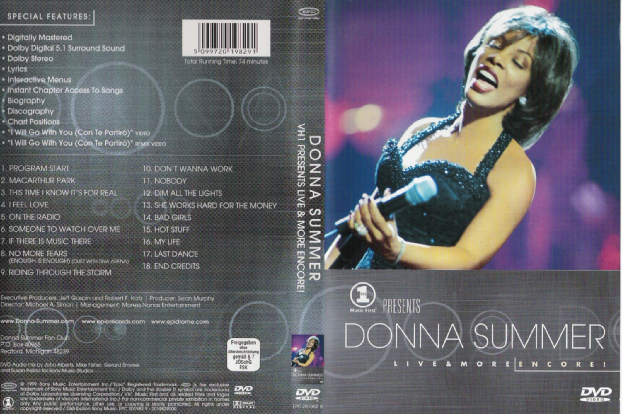 Jaquette DVD Donna summer Live and more encore