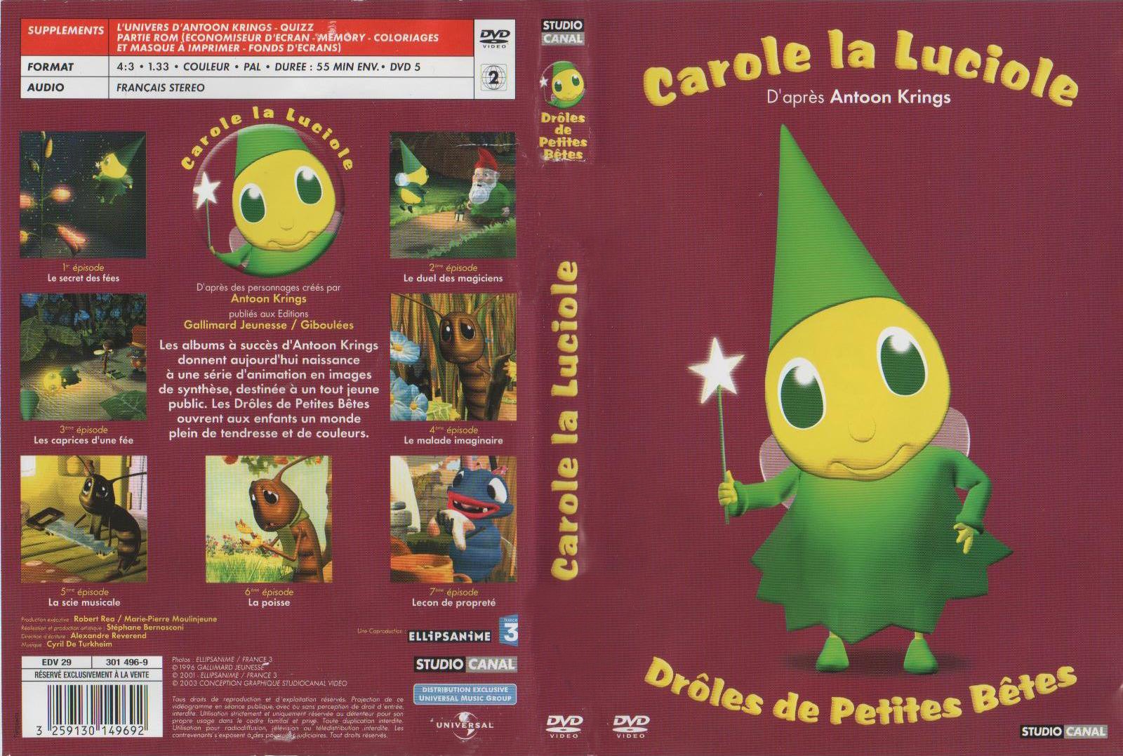 Jaquette DVD Droles de petites betes -  Carole la luciole