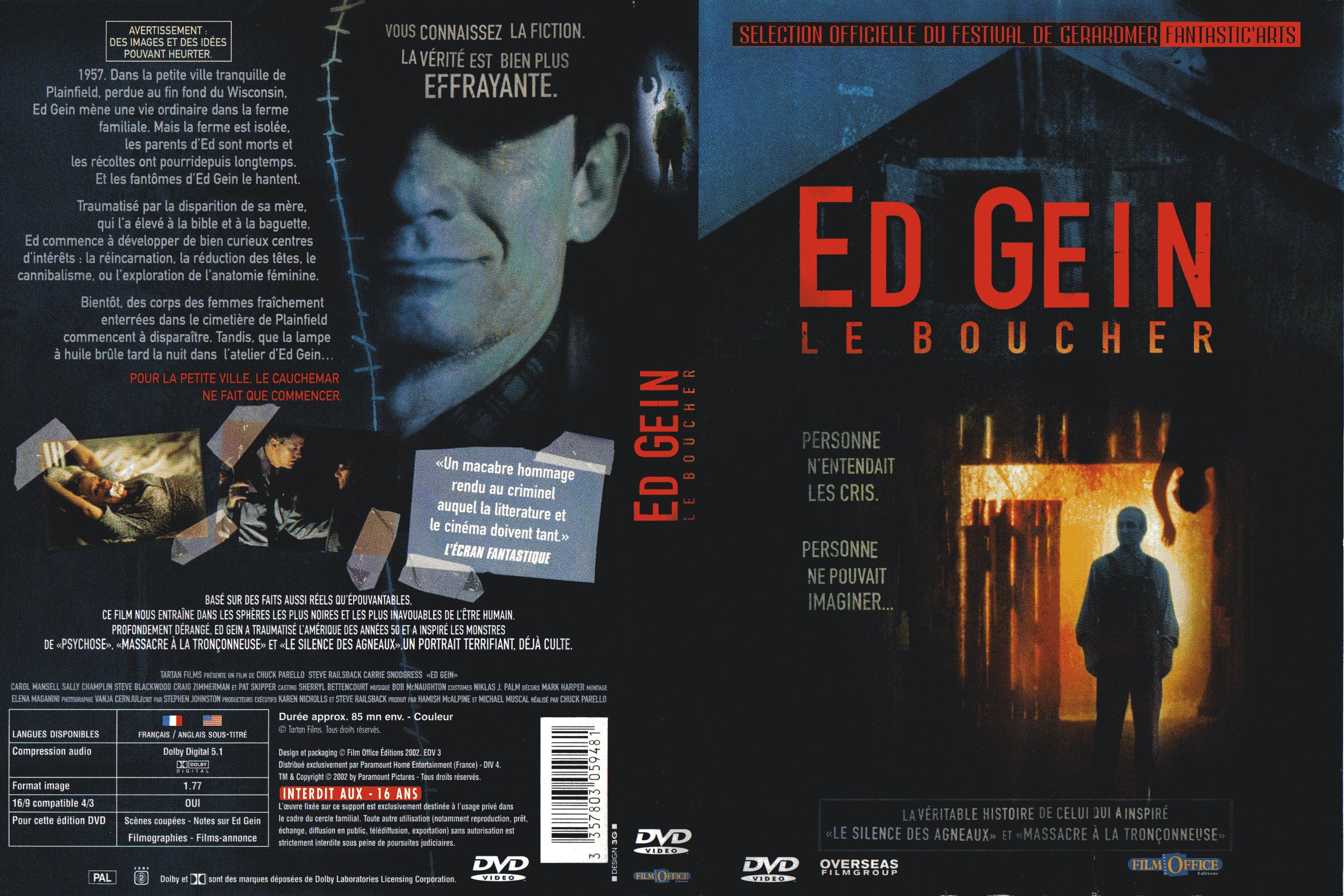 Jaquette DVD Ed Gein le boucher