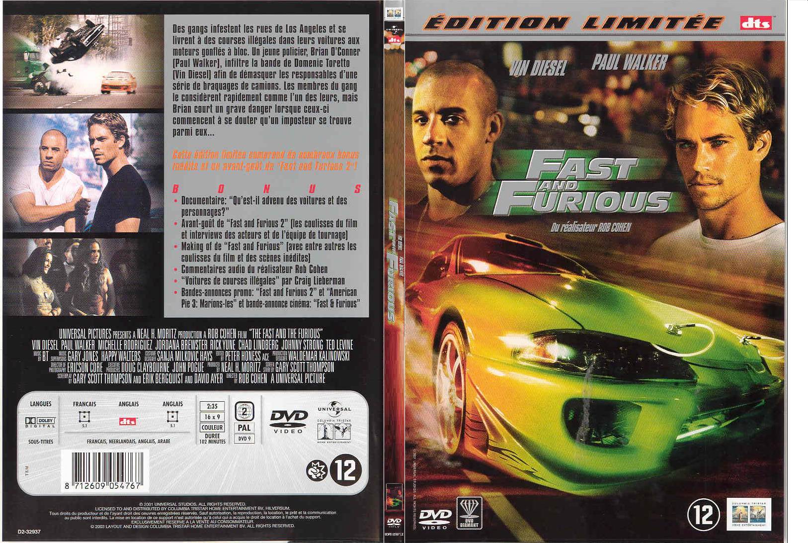 Jaquette DVD Fast and furious - SLIM