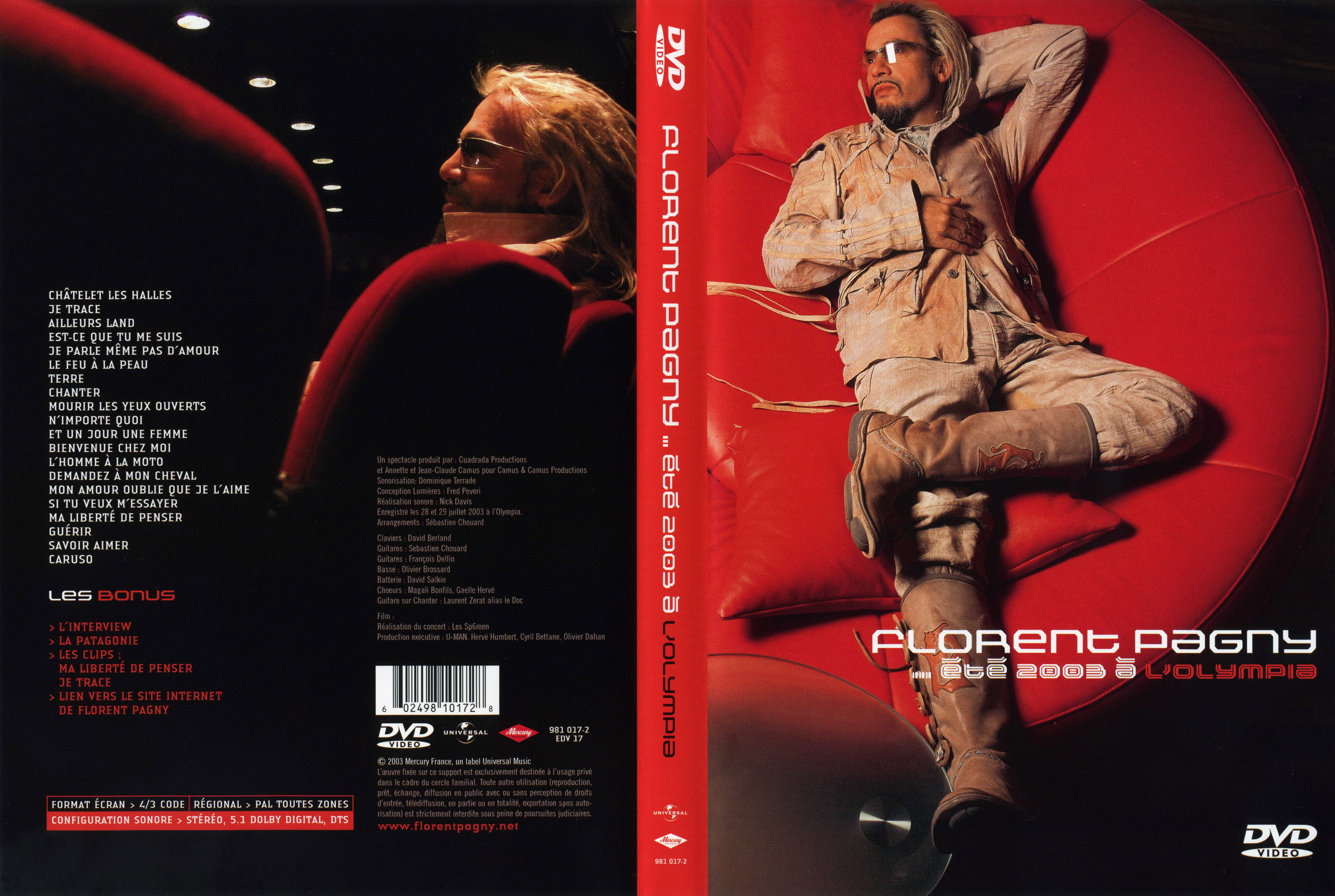 Jaquette DVD Florent Pagny t 2003  l