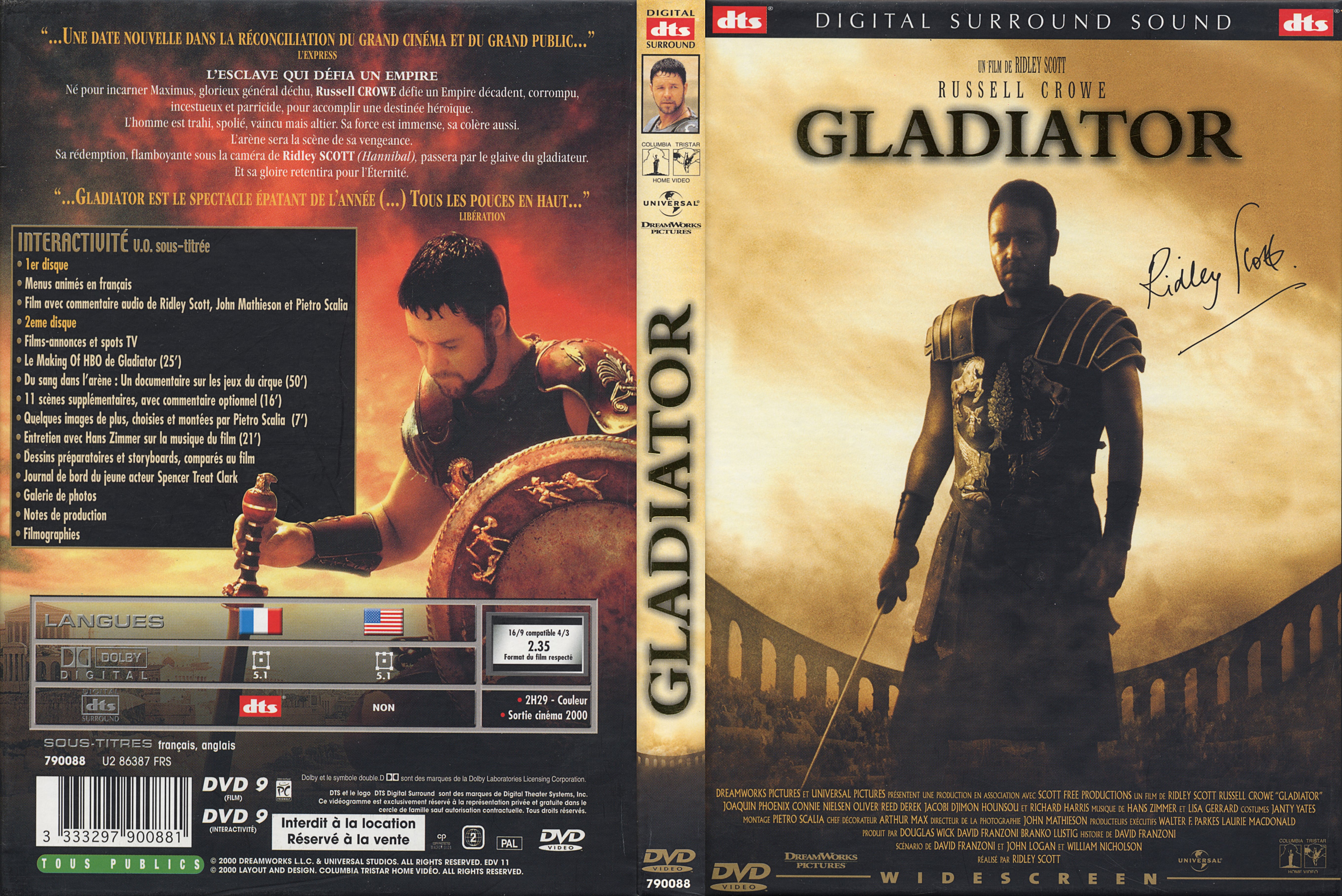 Jaquette DVD Gladiator