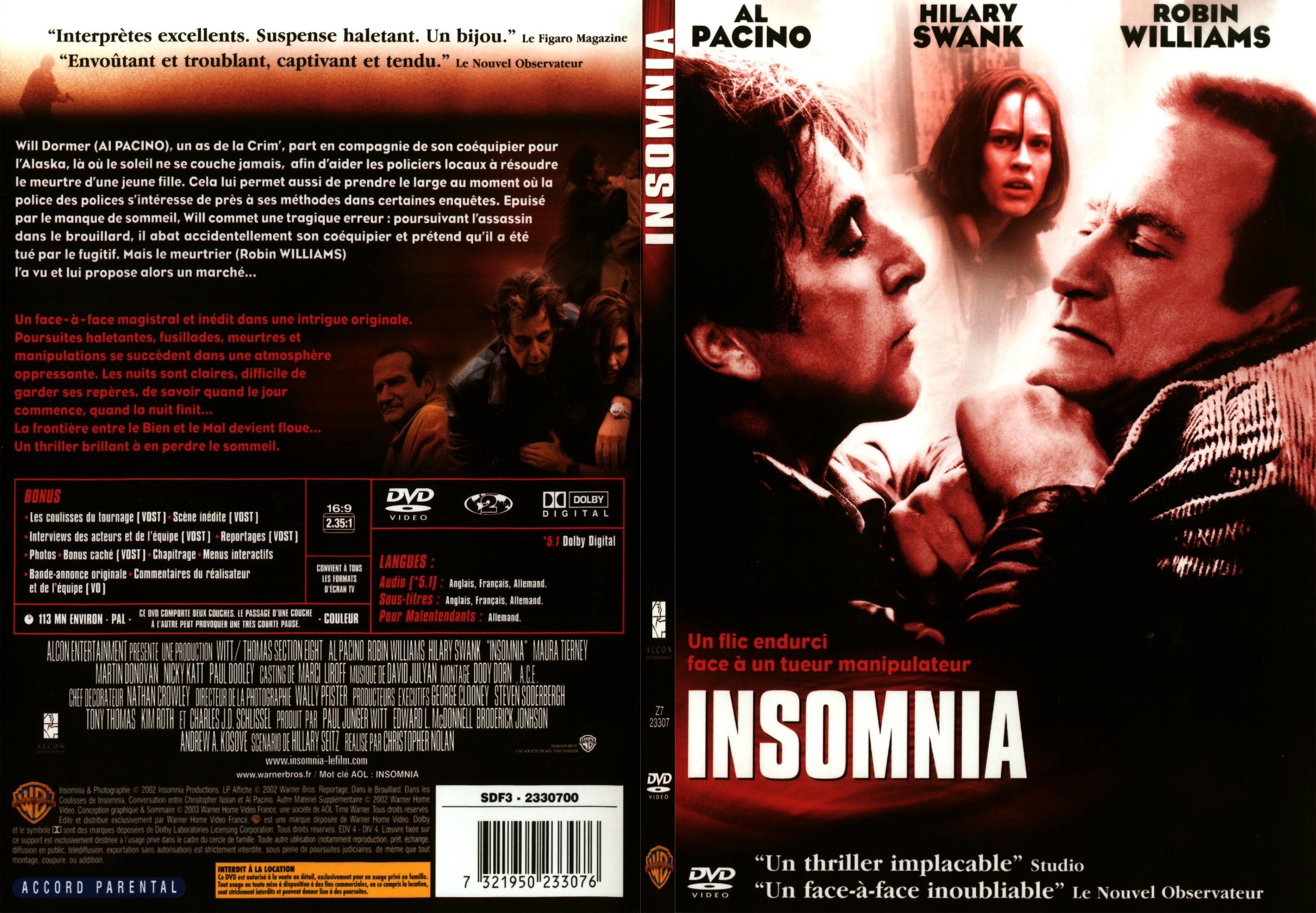 Jaquette DVD Insomnia - SLIM