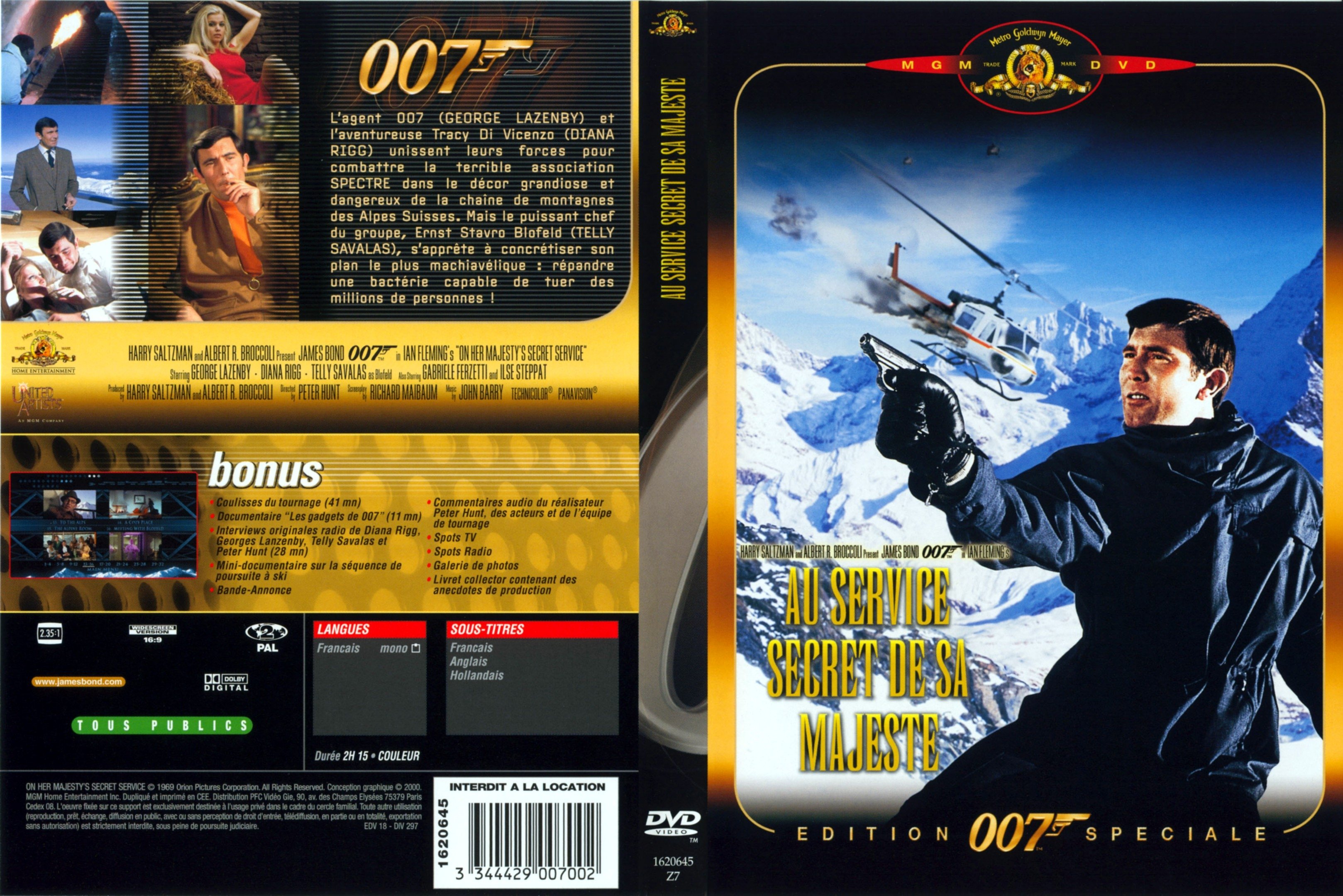 Jaquette DVD James Bond 007 Au service secret de sa majest