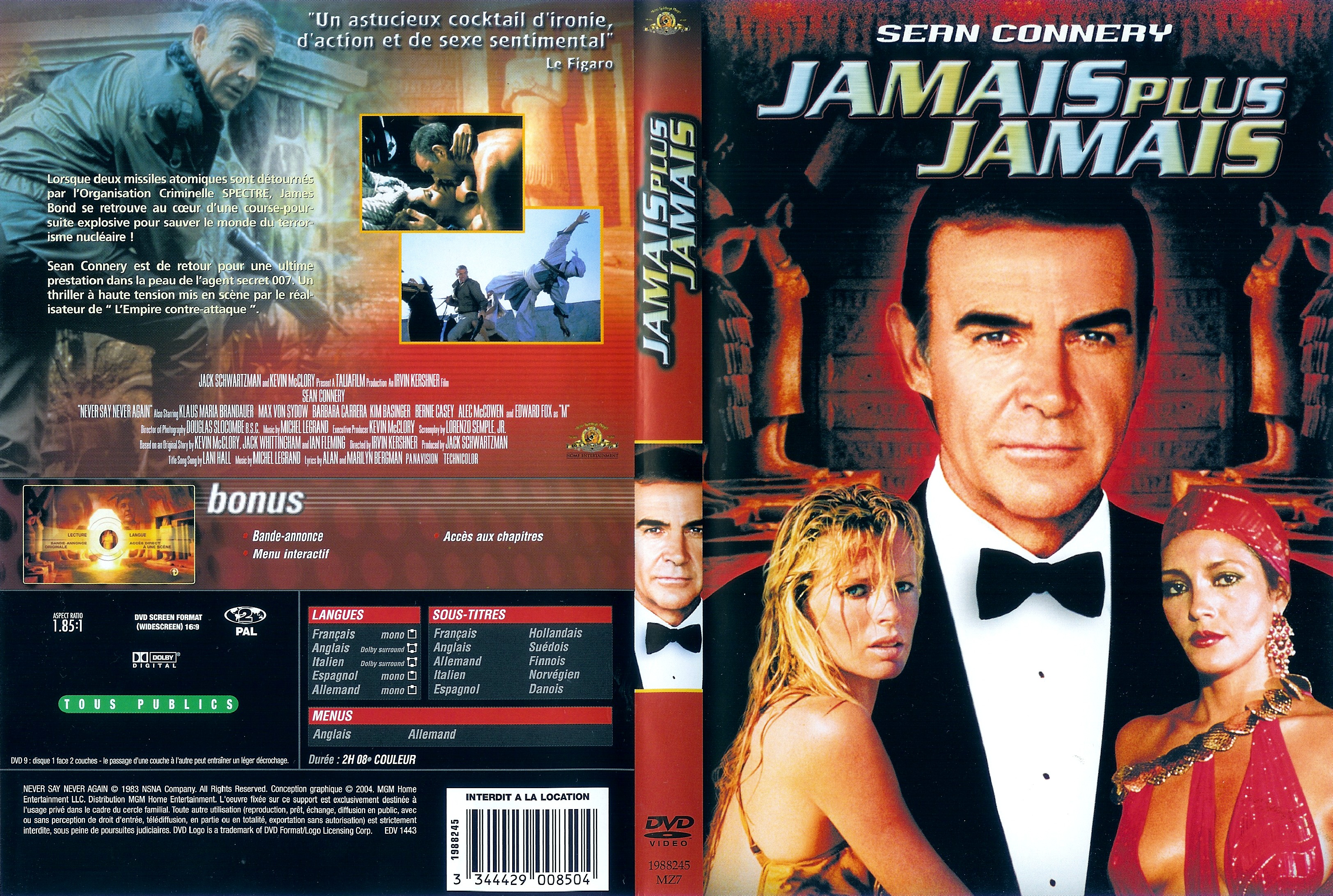 Jaquette DVD James Bond 007 Jamais plus jamais
