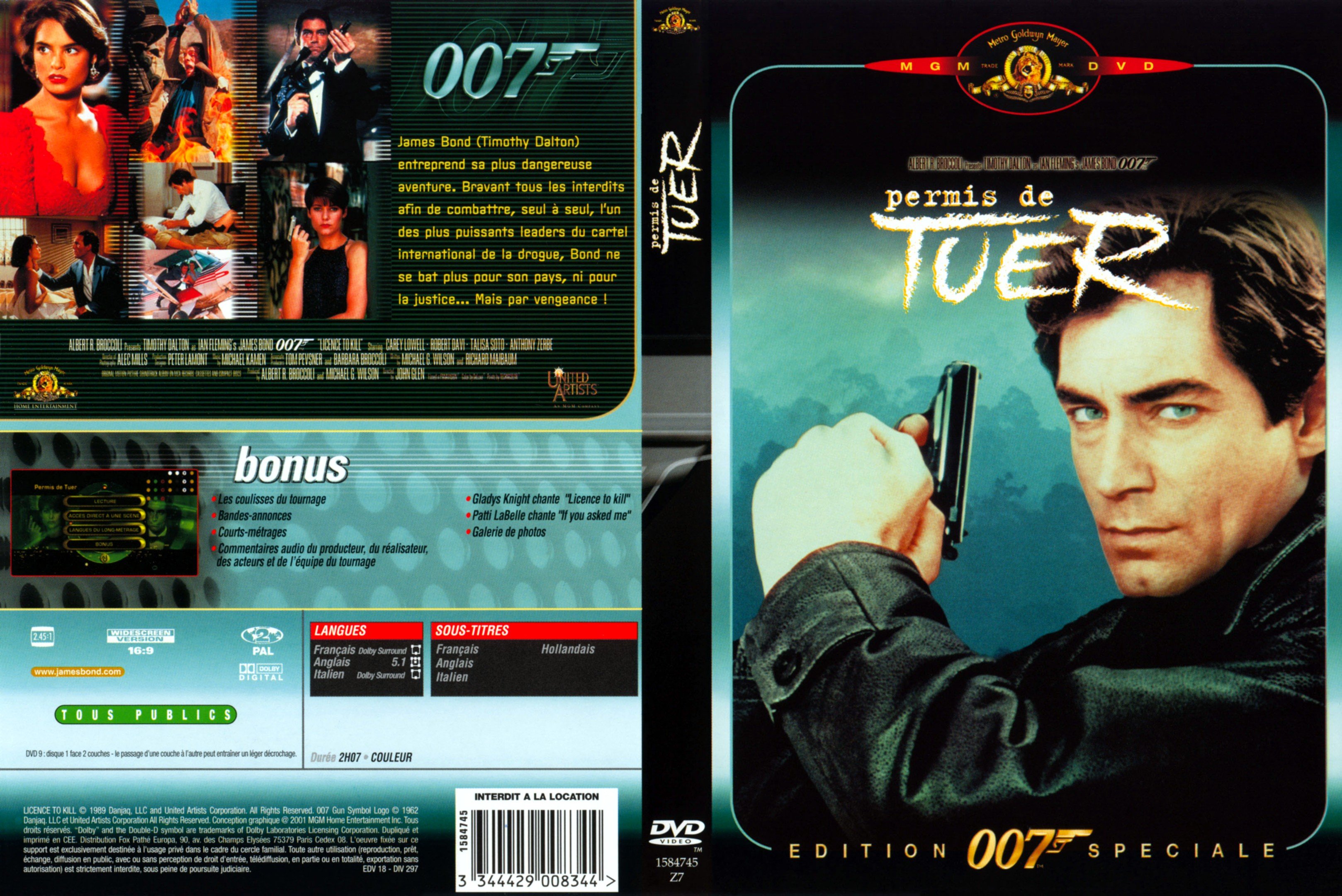 Jaquette DVD James Bond 007 Permis de tuer