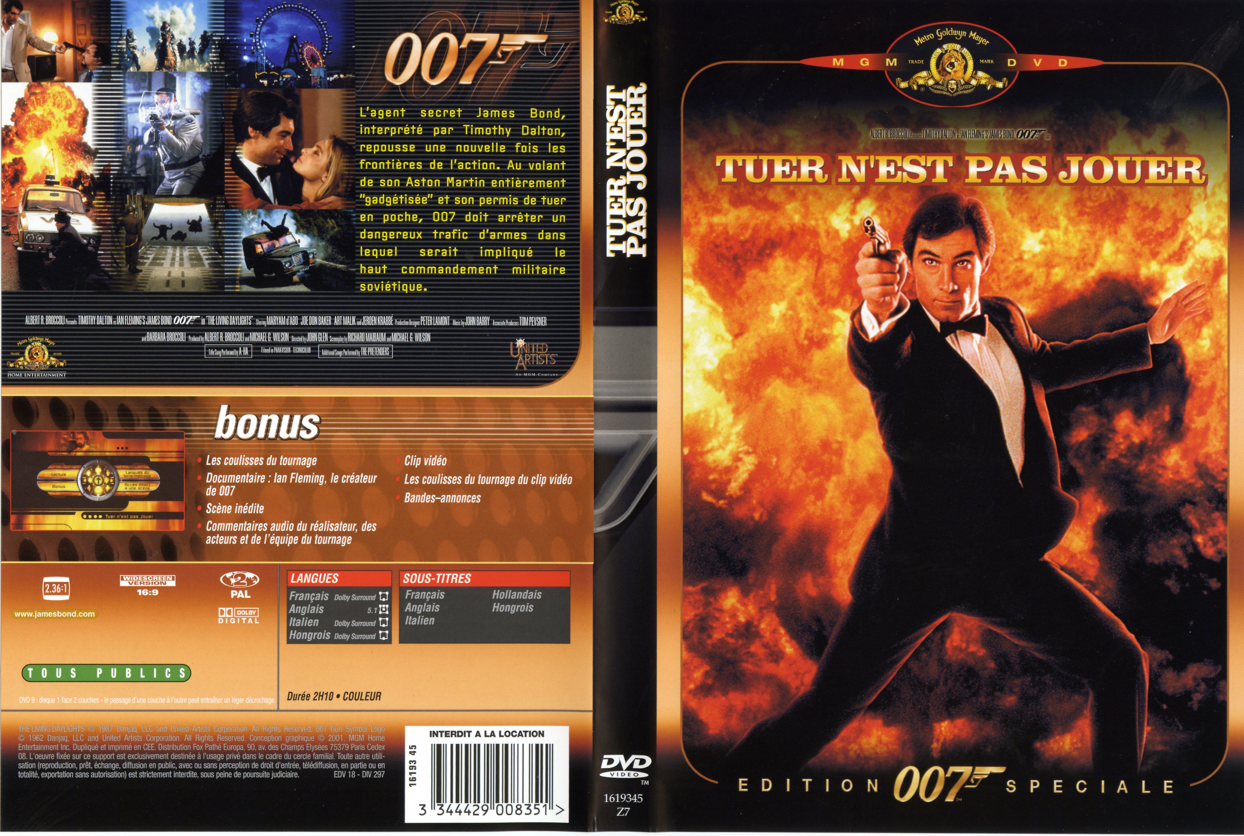 Jaquette DVD de James Bond 007 Tuer n'est pas jouer - Cinéma Passion